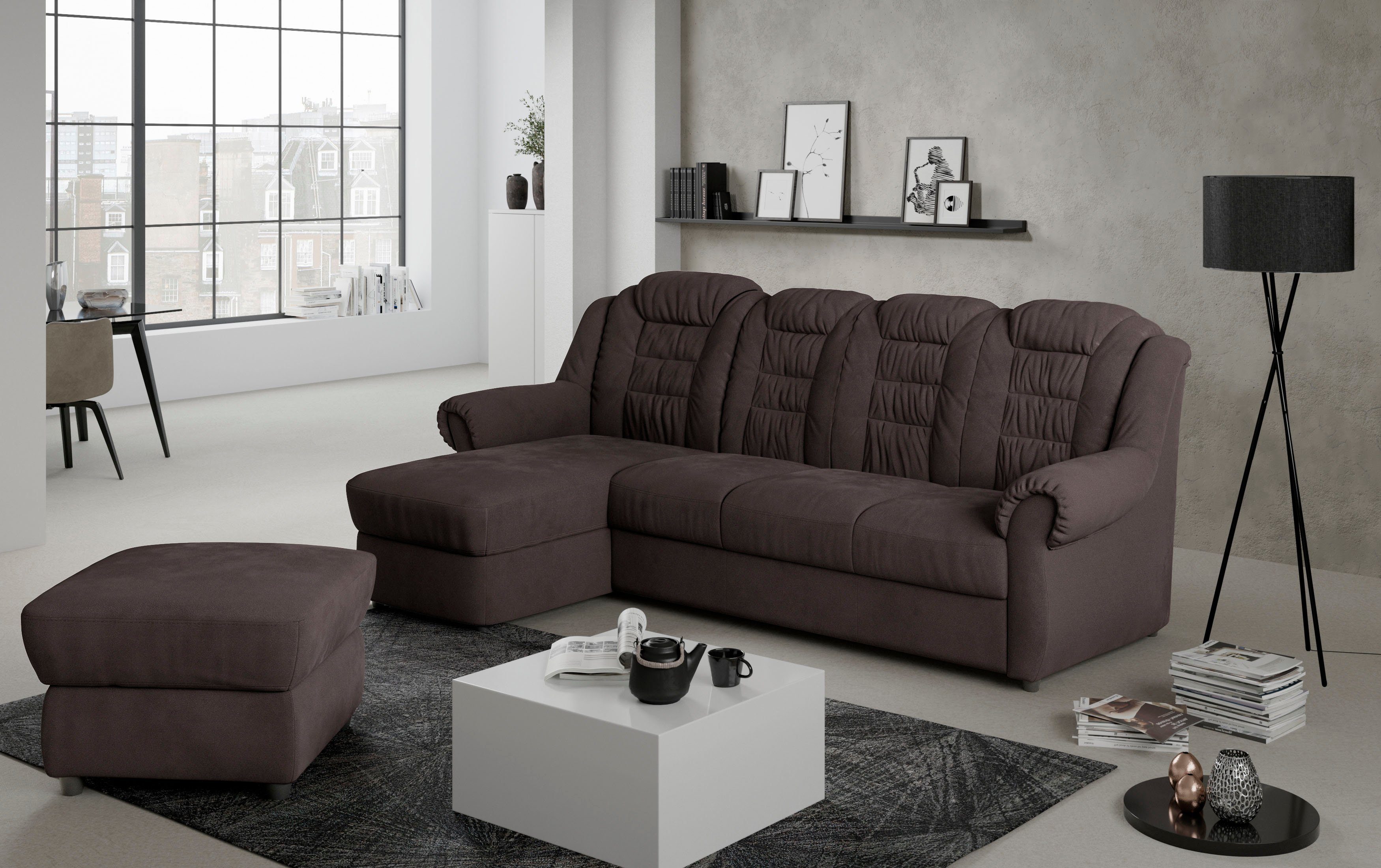 Home affaire Ecksofa "Boston L-Form", mit hoher Rückenlehne, wahlweise mit günstig online kaufen