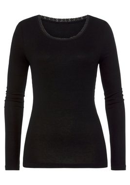 LASCANA Langarmshirt (1-tlg) mit Spitze am Ausschnitt