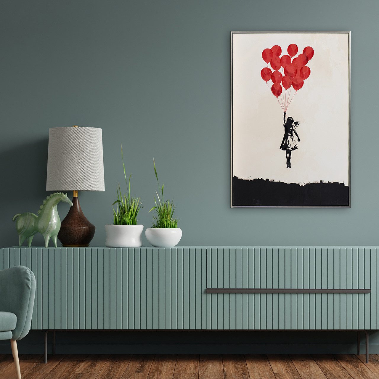 ArtUniverse Gemälde Flying Balloon Girl 60x90 cm, .