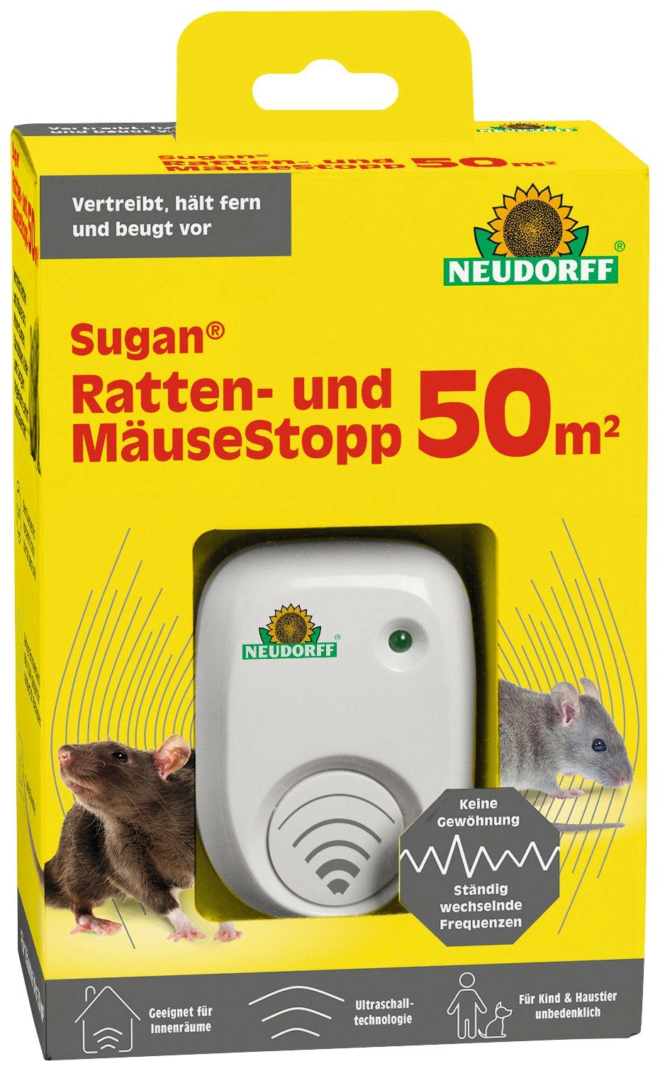 Neudorff Ultraschall-Tierabwehr Sugan Ratten- & Mäuse Stopp, Packung