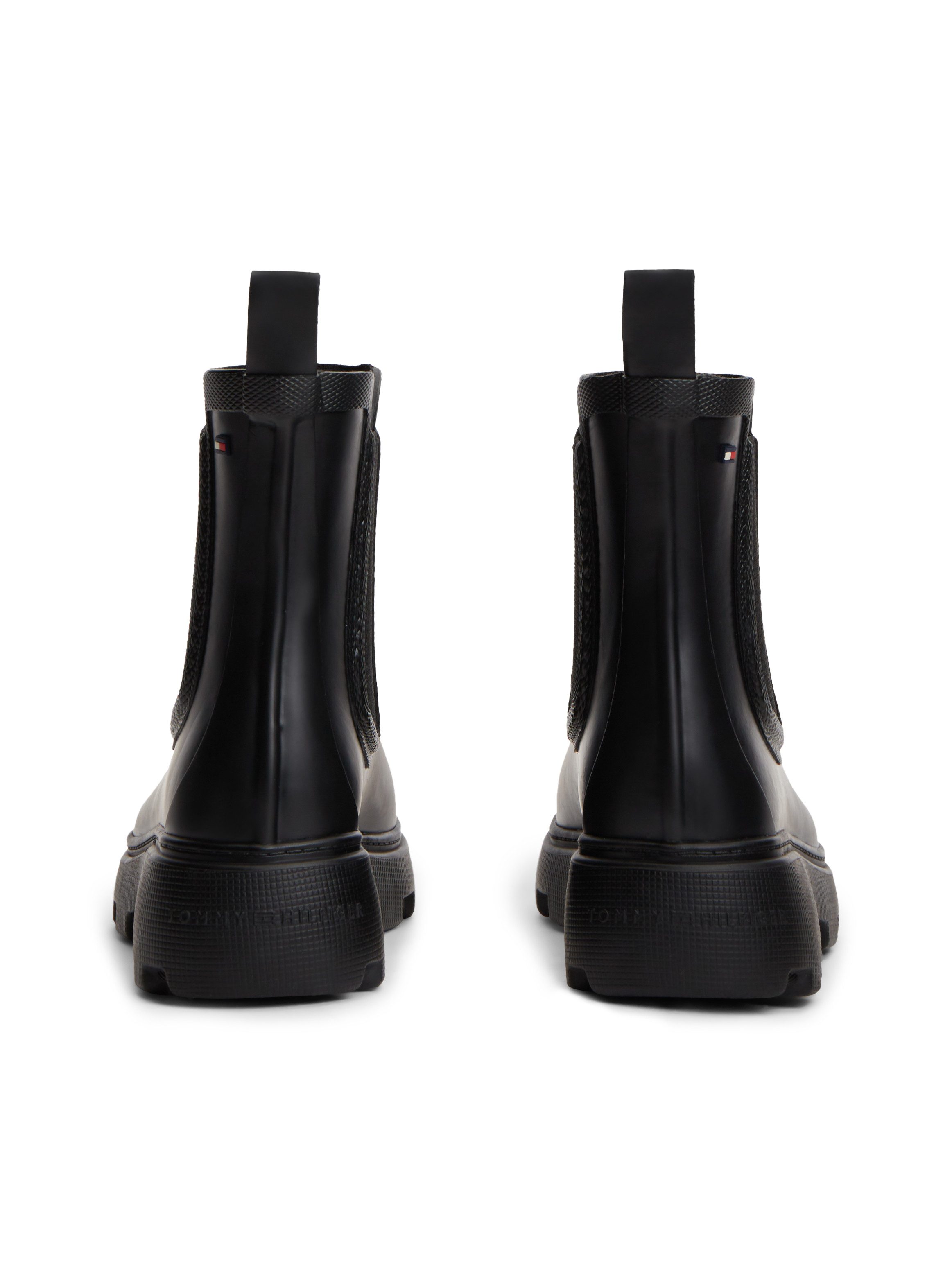 Tommy Hilfiger RUBBER FLAG CLEATED RAINBOOT Chelseaboots Stiefelette, Rainboots mit beidseitigem Stretcheinsatz