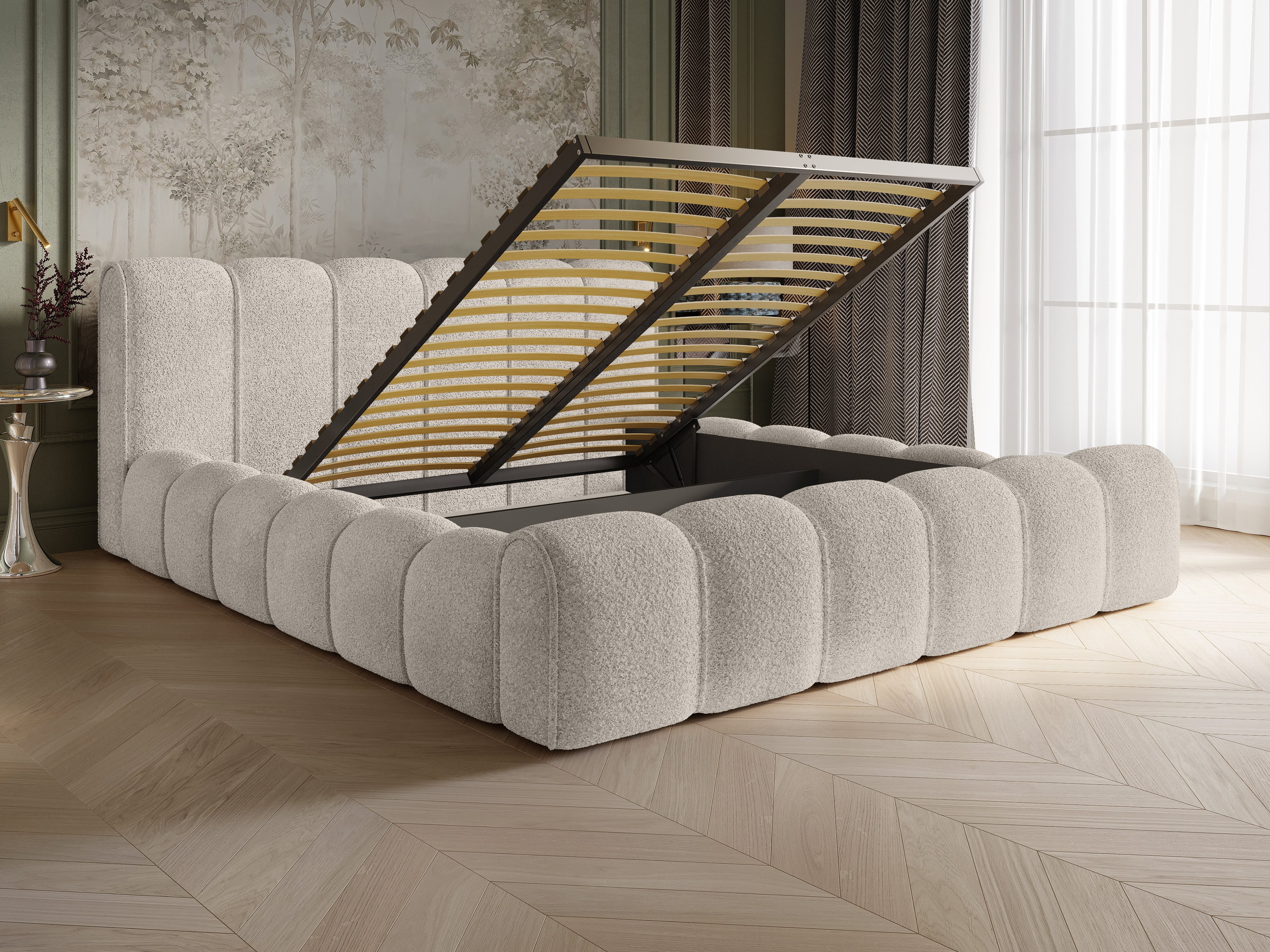 wonello Polsterbett Adell 1, Bett mit Bettkasten, inkl. Metall-Lattenrost - günstig online kaufen