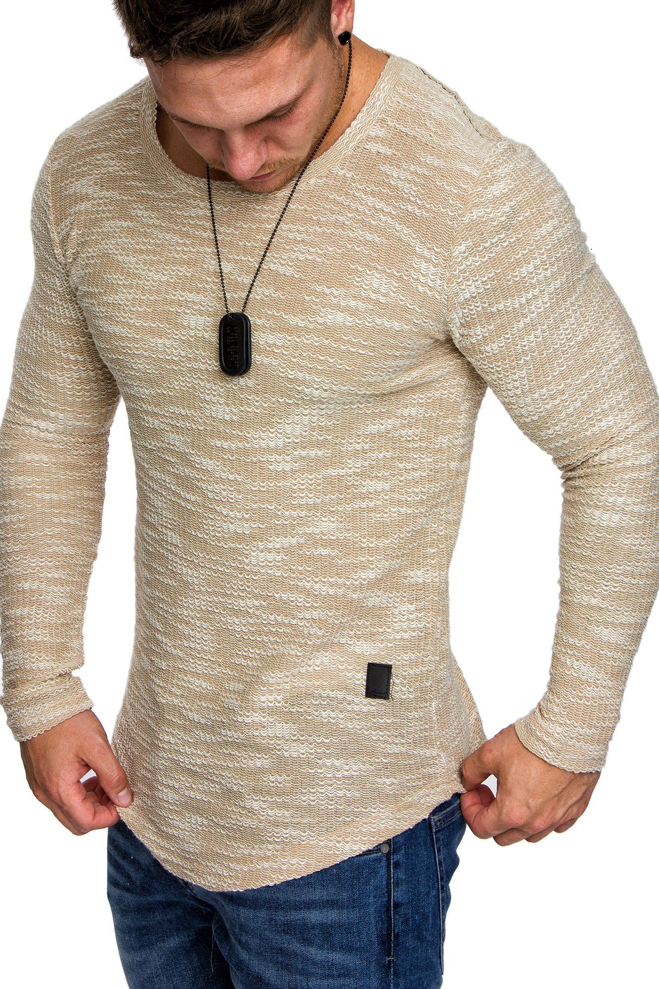 Amaci&Sons Sweatshirt NAMPA Sweatshirt mit Rundhalsausschnitt Herren Pullover Vintage Sweatshirt Hoodie Rundhalsausschnitt Beige