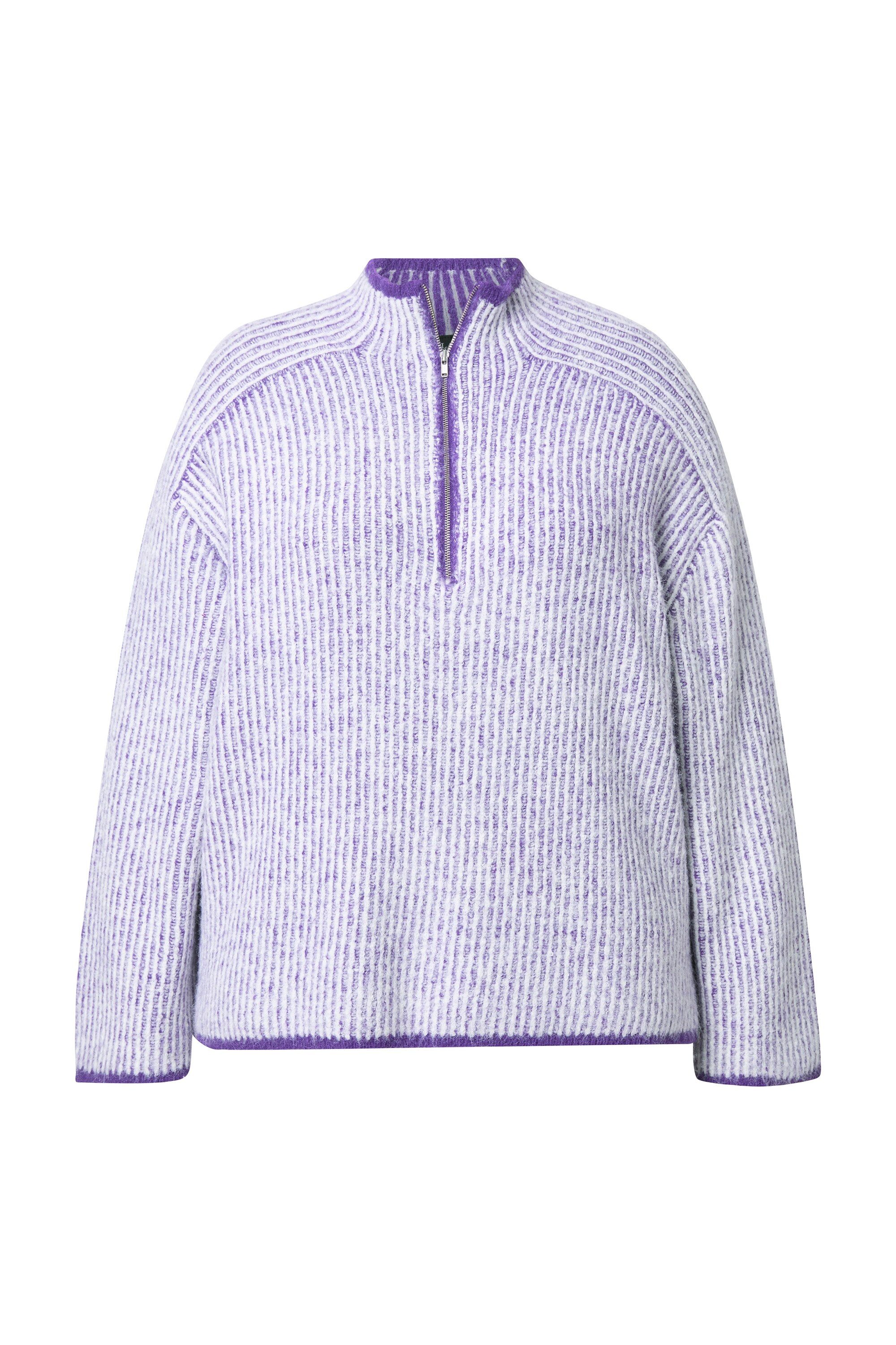 Troyer Pullover Streifen Troyerkragen Langarm