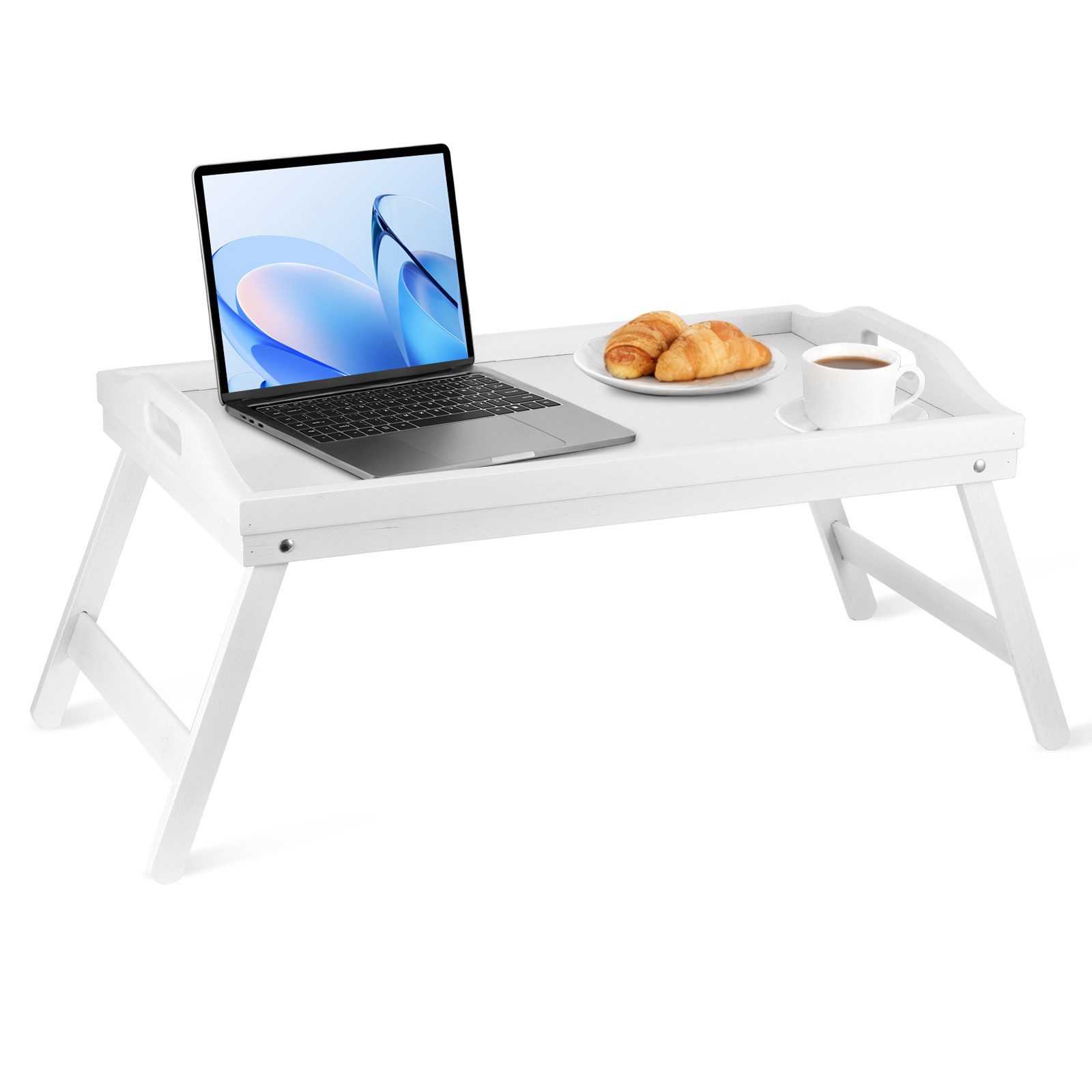 BlingBin Tabletttisch Bett Tablett Tisch Klappbeine mit Griffen Frühstück Tablett (1 Stück, 1-St., 59 x 28,7 x 24 cm), Serviertablett für Frühstück als Beistelltisch und Knietisch