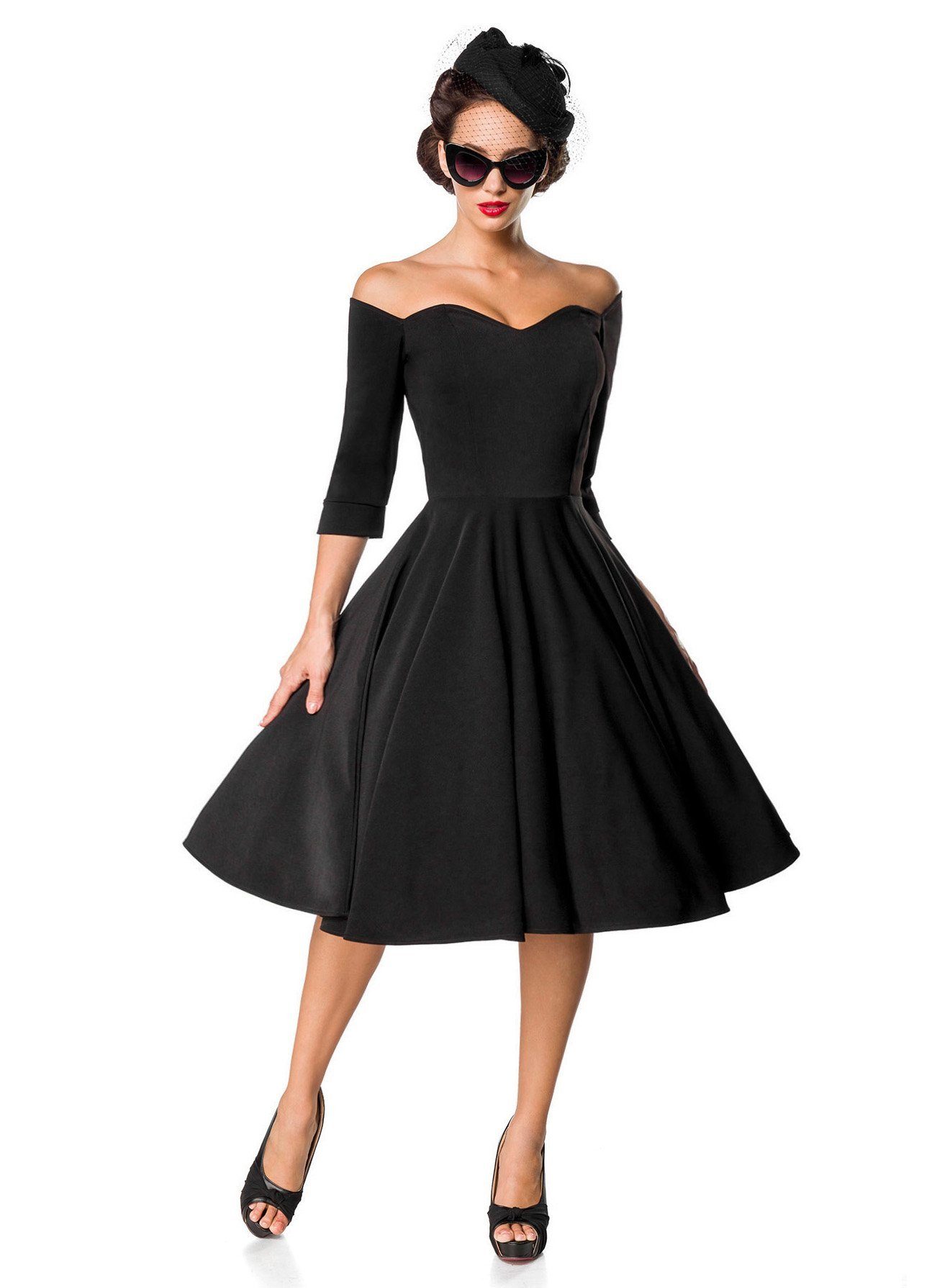 Metamorph Kostüm Vintage Swing-Kleid, Elegantes 50er Jahre Rockabilly Kleid