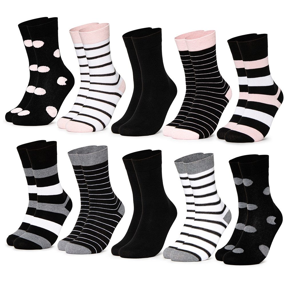 OCCULTO Basicsocken Damen Baumwollsocken 10er Pack (Modell: Lotte) (10-Paar)