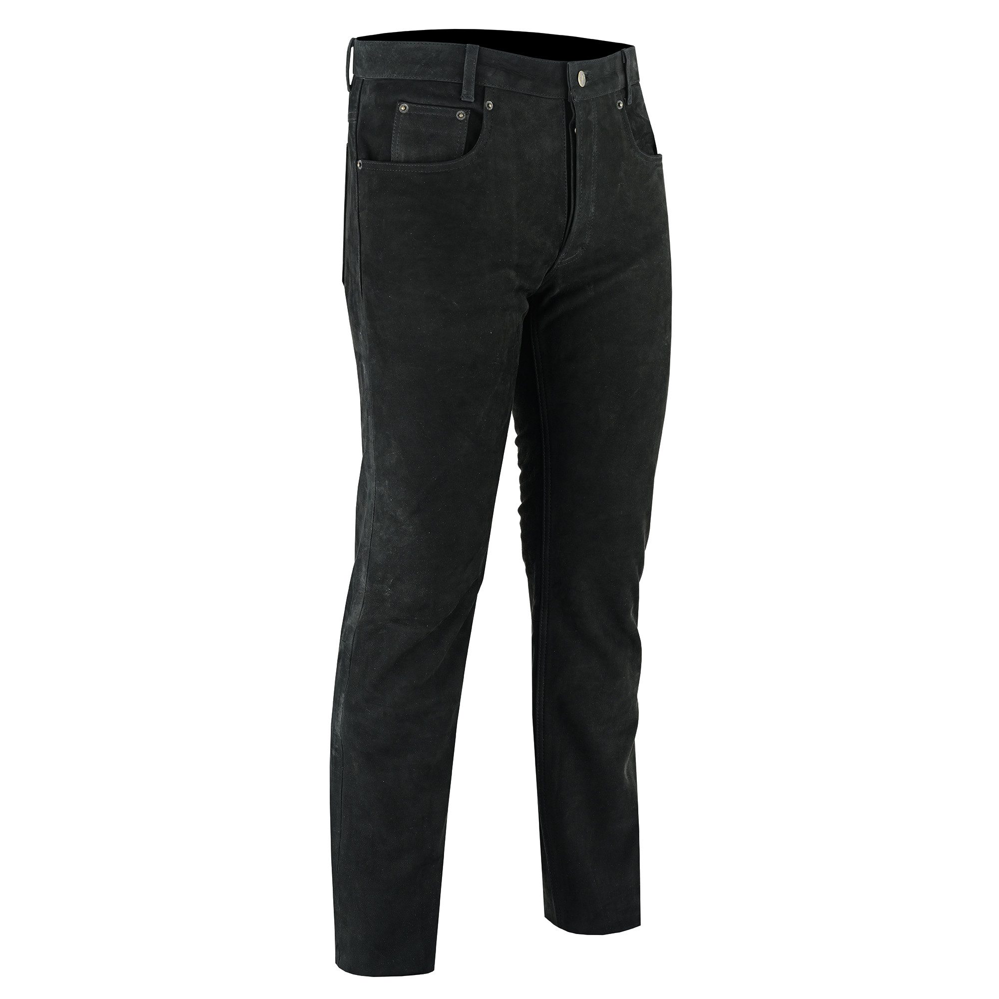 BOHMBERG Lederhose Herren Nubuk Lederjeans - Regular Fit, Echtleder, 5 Pocket, Schwarz – Bild 3 von 5