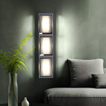 etc-shop LED Wandleuchte, LED-Leuchtmittel fest verbaut, Warmweiß, LED Wandleuchte Wandsport Chrom ALU Glas Flurleuchte Wohnzimmerlampe