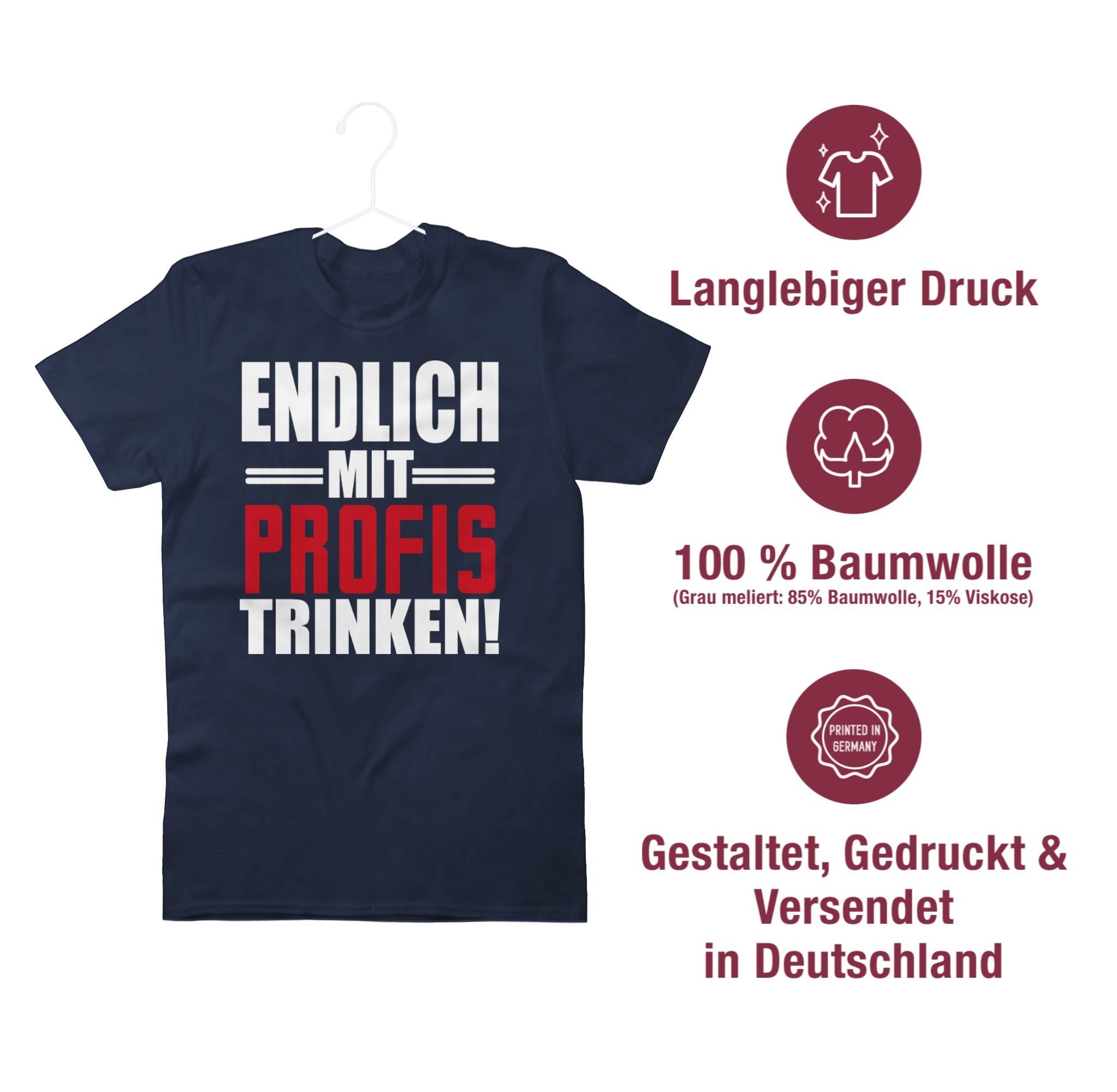 Shirtracer Alkohol Navy mit Endlich Herren weiß/rot Profis trinken 2 Blau & T-Shirt - Party