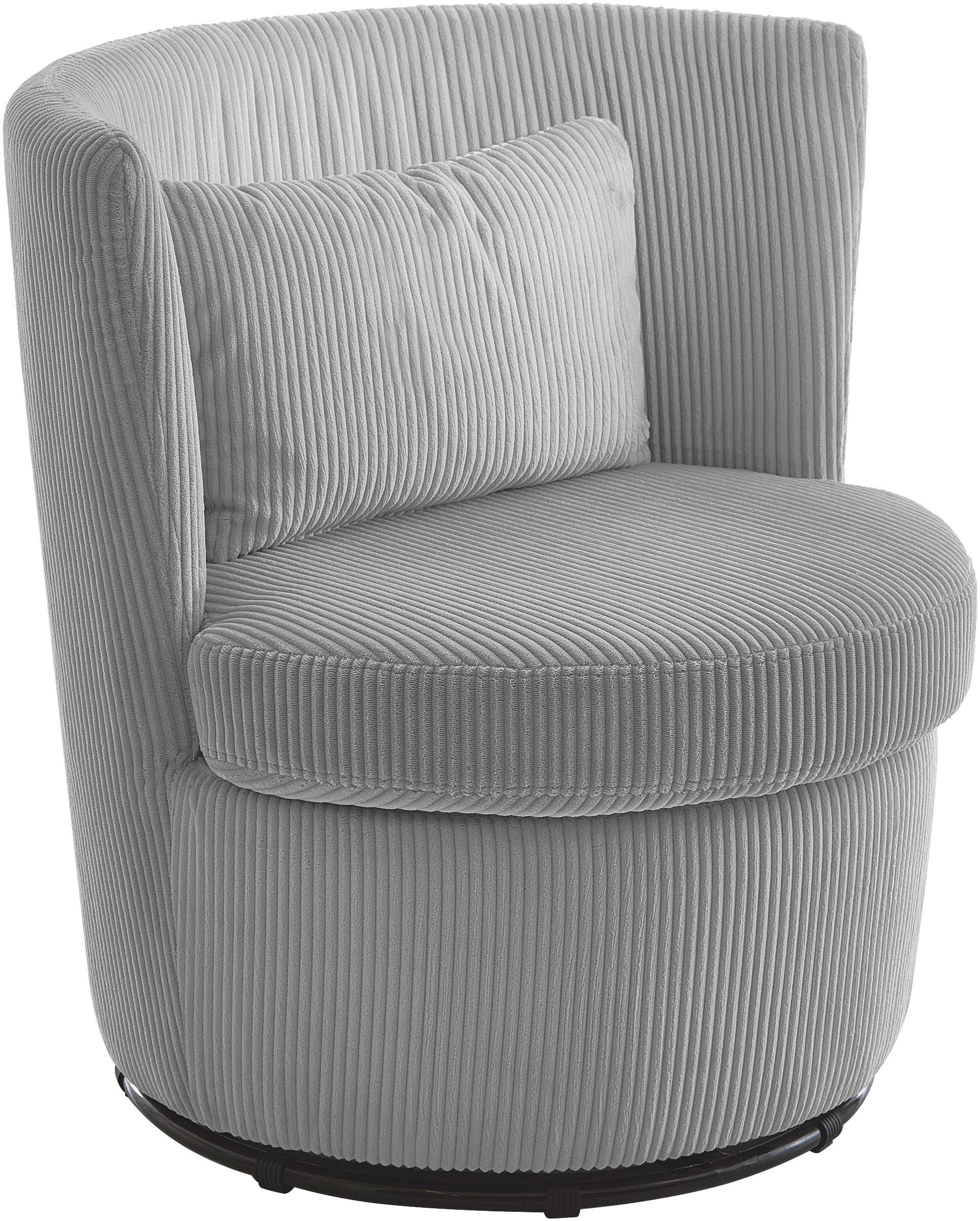 ATLANTIC home collection Drehsessel Keno, 360-Grad drehbarer Cordsessel, inkl. einem Zierkissen im Originalbezug