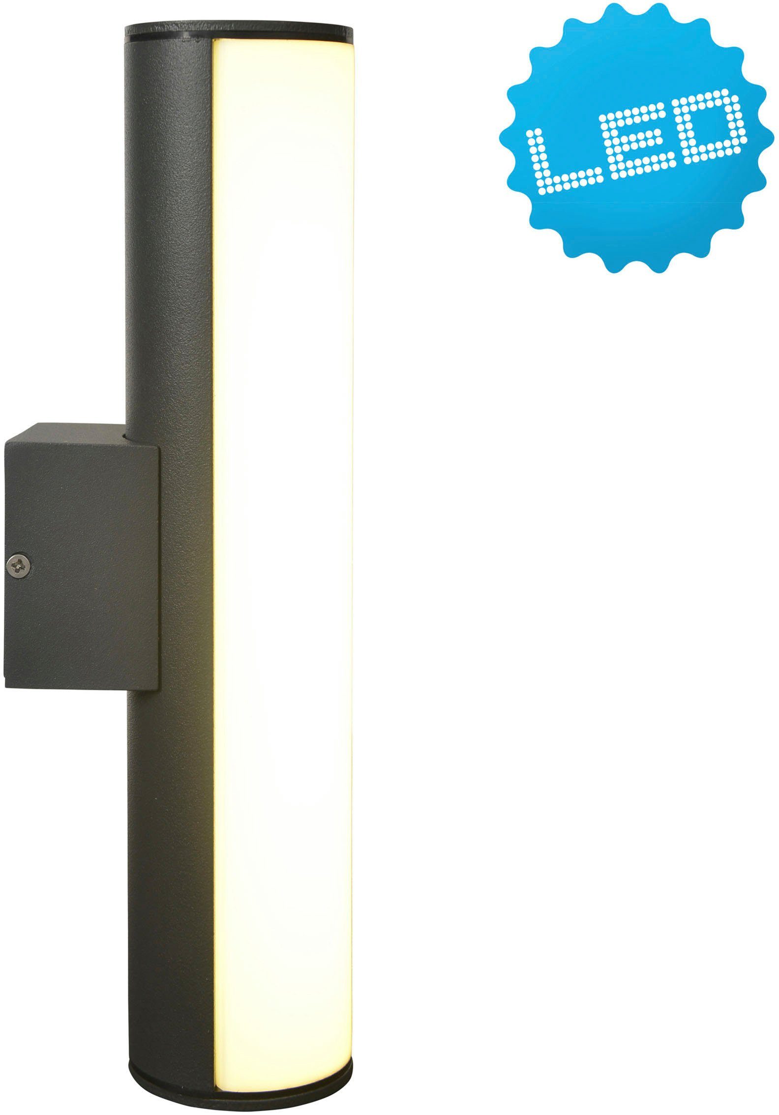 30cm Licht IP54 näve Außen-Wandleuchte LED Länge Warmweiß, warmweißes Flair, Aluminium dunkelgrau