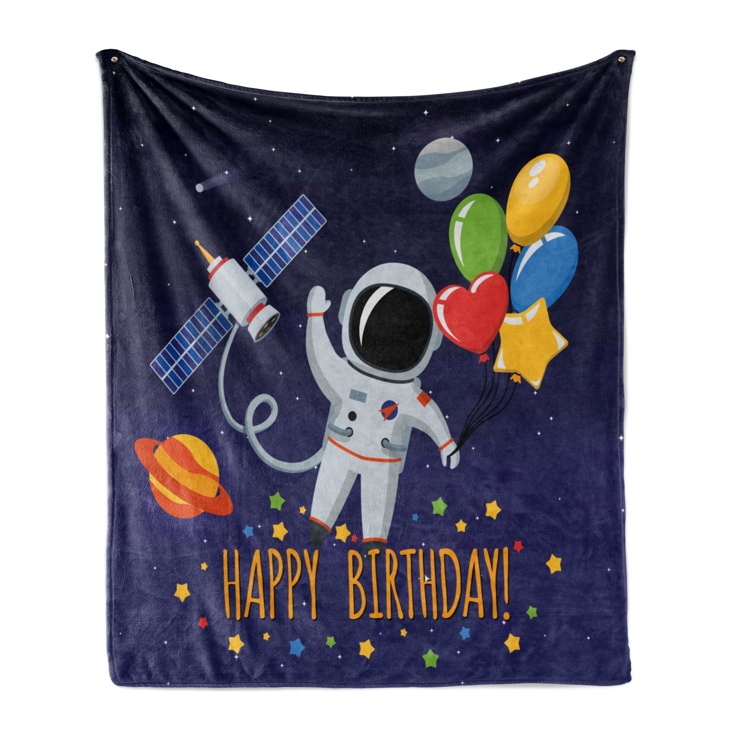 Wohndecke Gemütlicher Plüsch für den Innen- und Außenbereich, Abakuhaus, Geburtstag Astronaut Ballon
