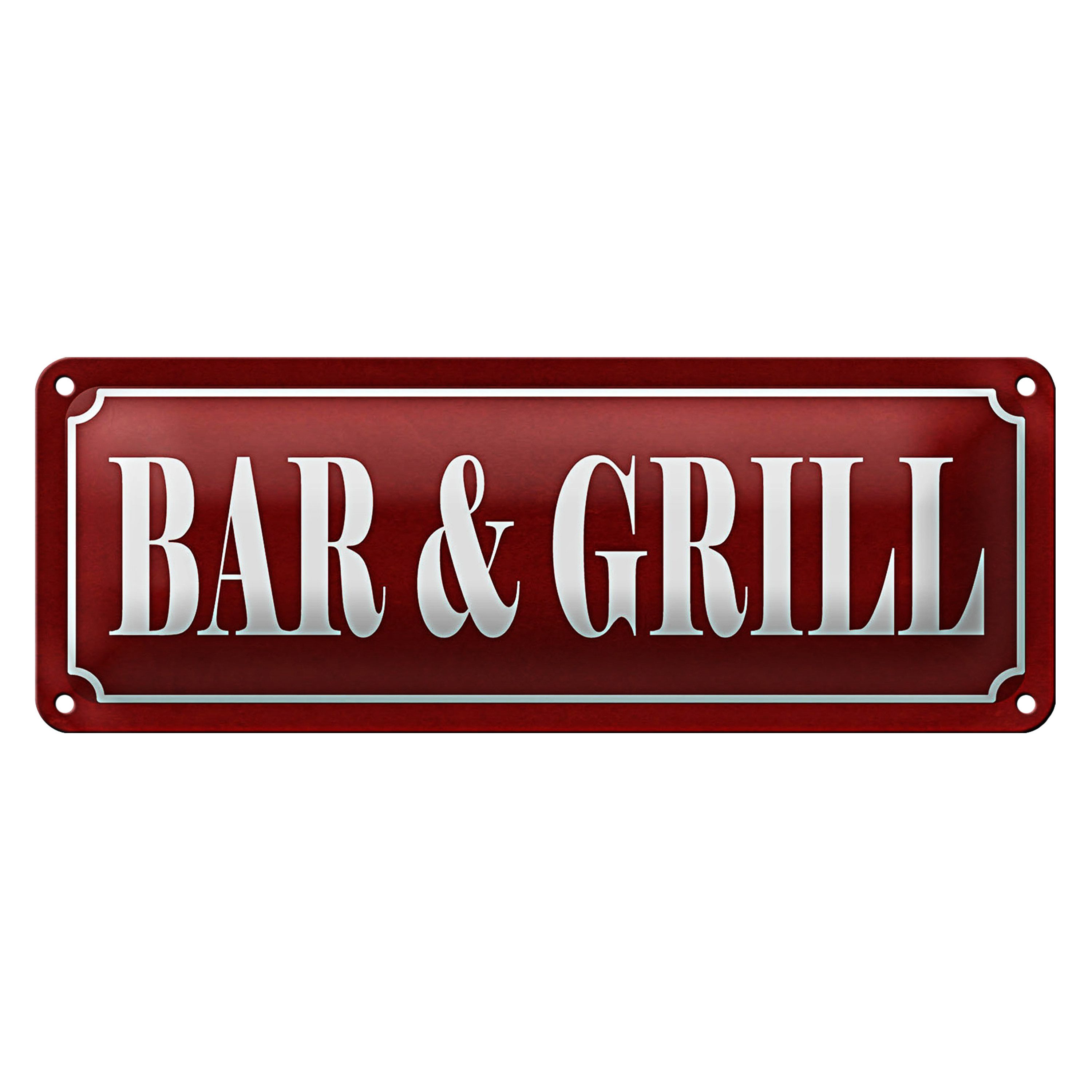 Metallschild Blechschild Hinweis 27x10cm Bar & Grill Dekoration