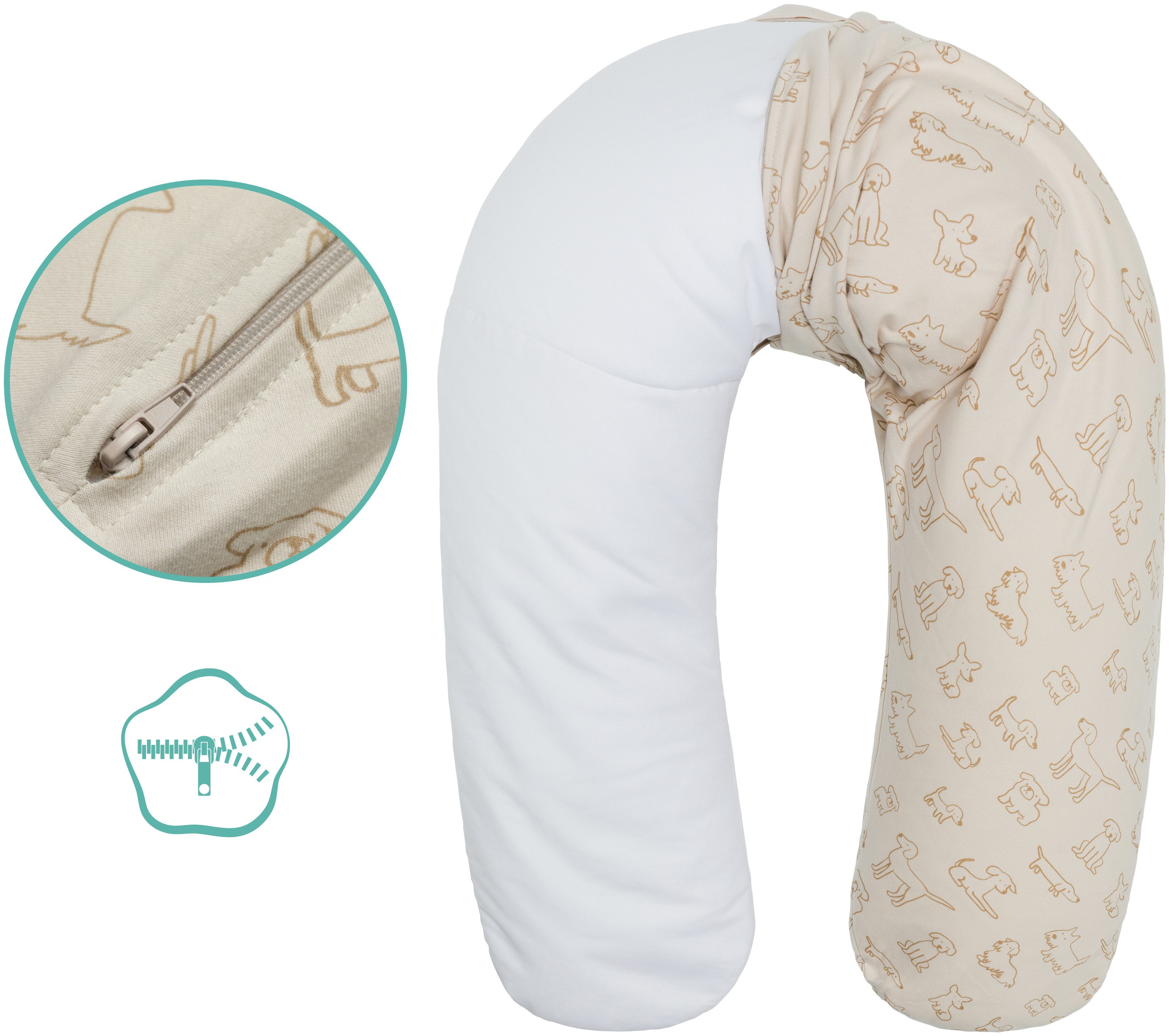 Fillikid Stillkissen mit abnehmbarem Bezug aus Baumwolle, 190 cm, für Schwangerschaft und Stillzeit, Made in Europe – Bild 5 von 5