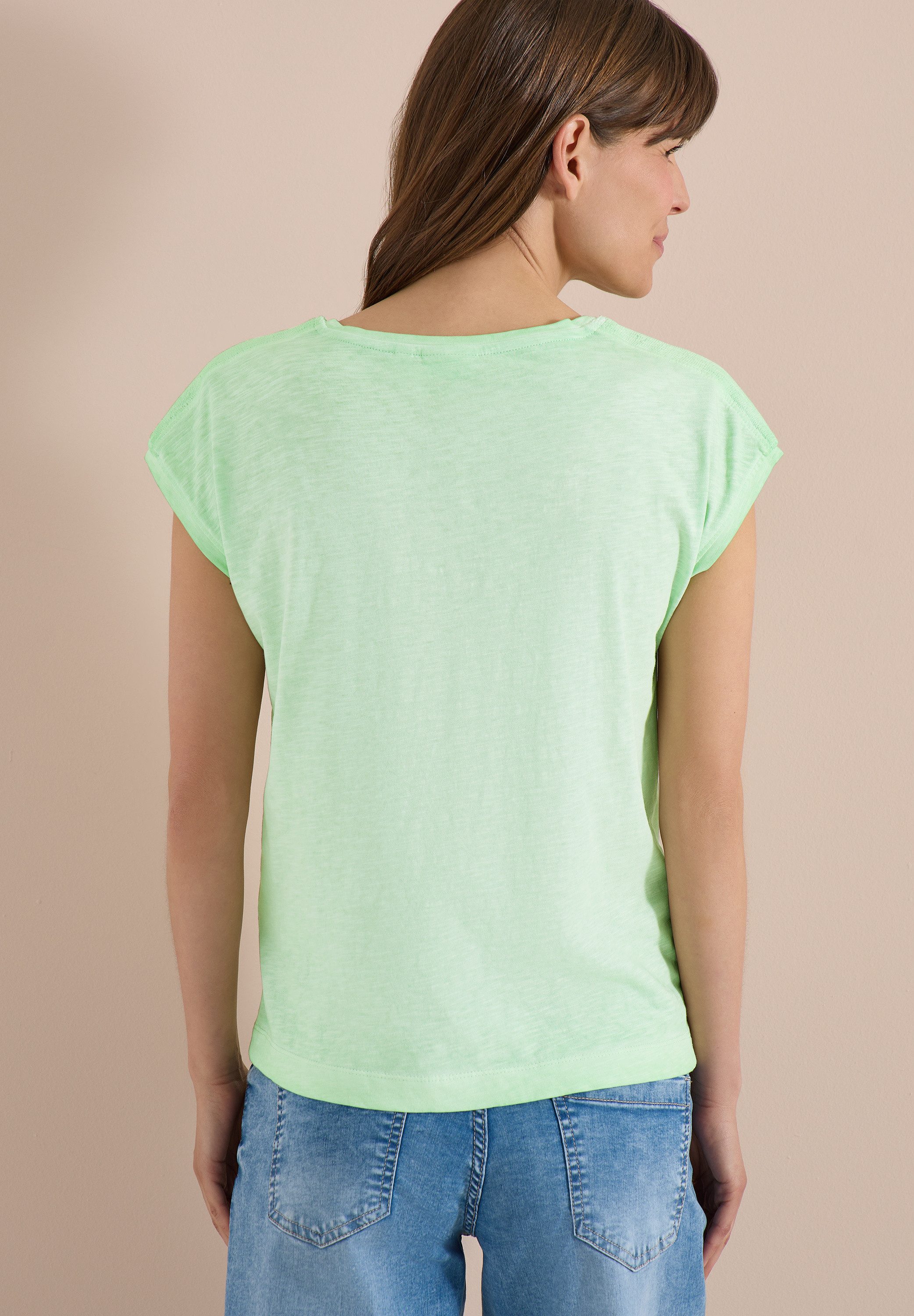 CECIL T-Shirt U-Boot-Ausschnitt, Garment-Dye Optik