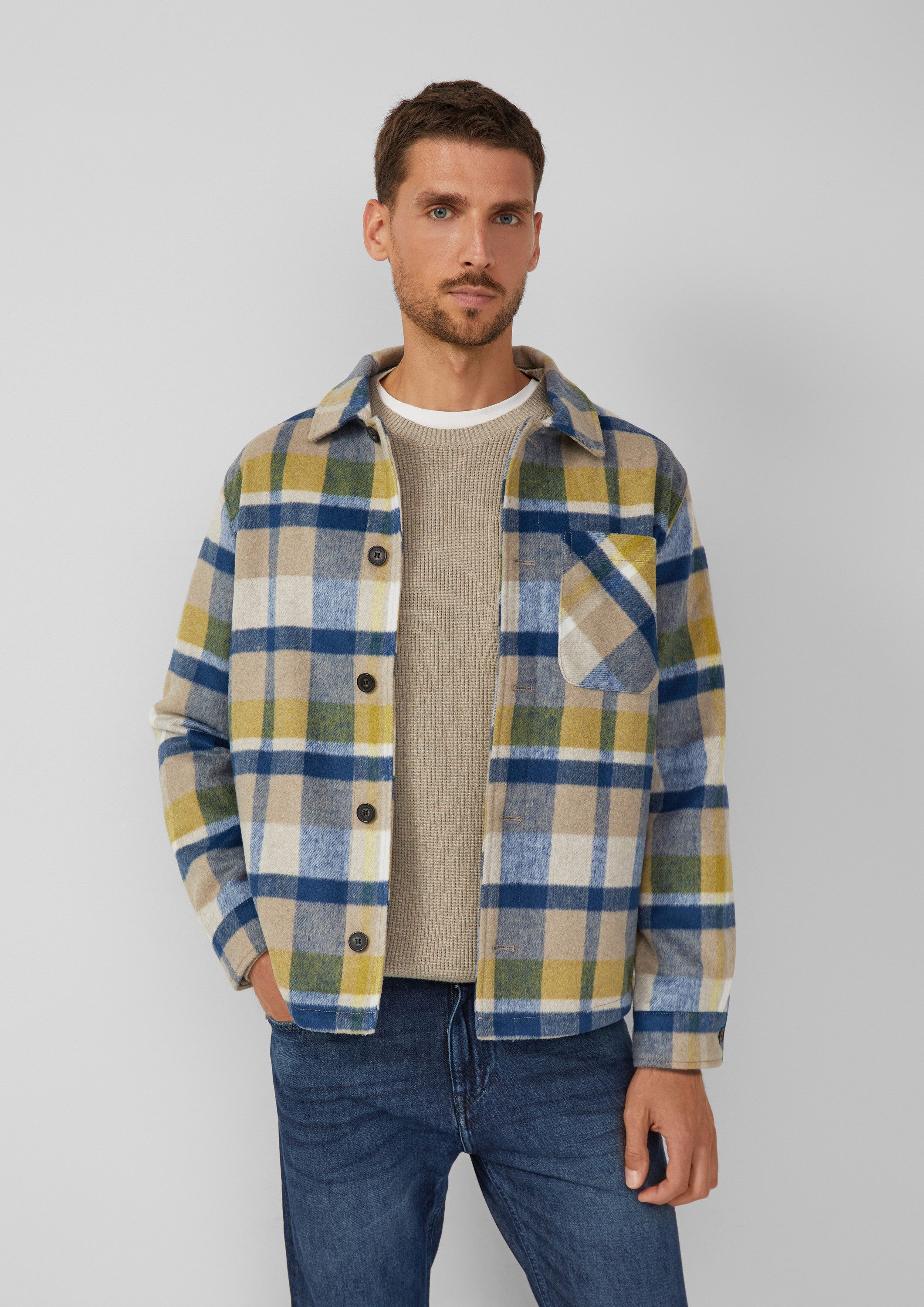 s.Oliver Hemdjacke Outdoor-Jacke Kariertes Overshirt mit seitlichen Eingrif günstig online kaufen