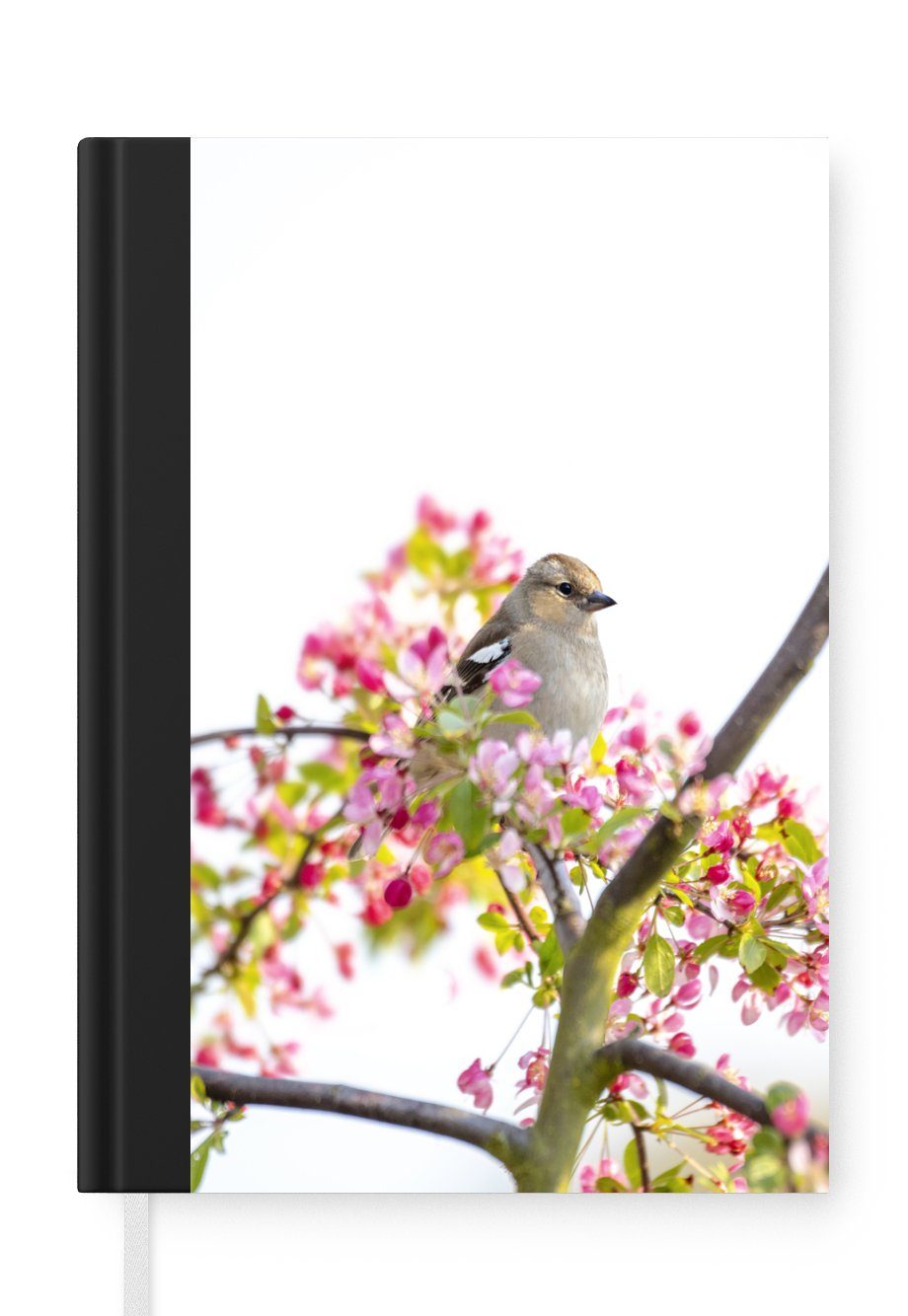 98 Haushaltsbuch Seiten, Tagebuch, MuchoWow Vogel Blumen, Notizbuch zwischen Notizheft, Journal, rosa Merkzettel, A5,