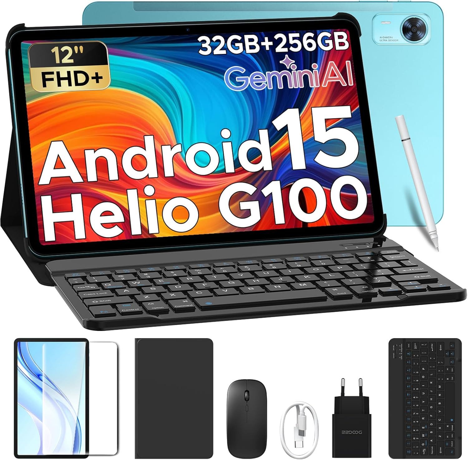 DOOGEE 8 GB RAM, 8800mAh 90Hz FHD+, Gemini AI Fast Gaming Tablet (12", 256 GB, Android 15, 4G LTE, Leistungsstarkes Multimedia-Gerät für Arbeit, Studium und Freizeit)