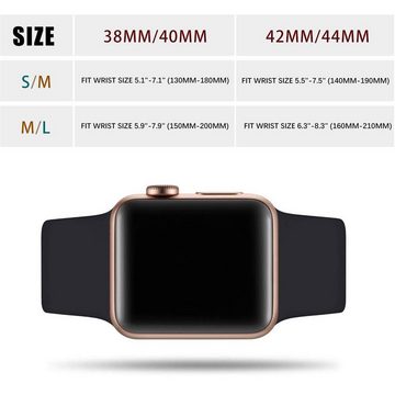CoolGadget Smartwatch-Armband Fitnessarmband aus TPU / Silikon, für Apple Watch 1 / 2 / 3 / 4 / 5 / 6 / 7 / 8 / 9 / SE 38 40 41 mm