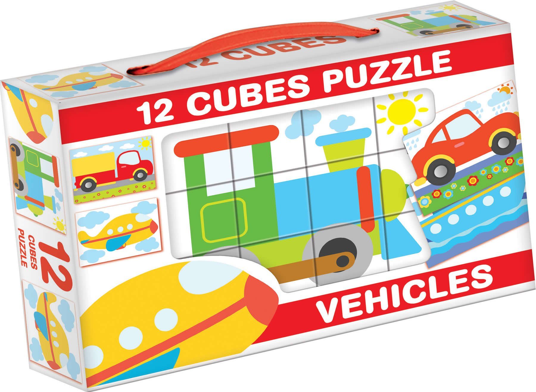 Dohany Würfelpuzzle Bilderwürfel 12-tlg. Kinderpuzzle Fahrzeuge, Puzzleteile