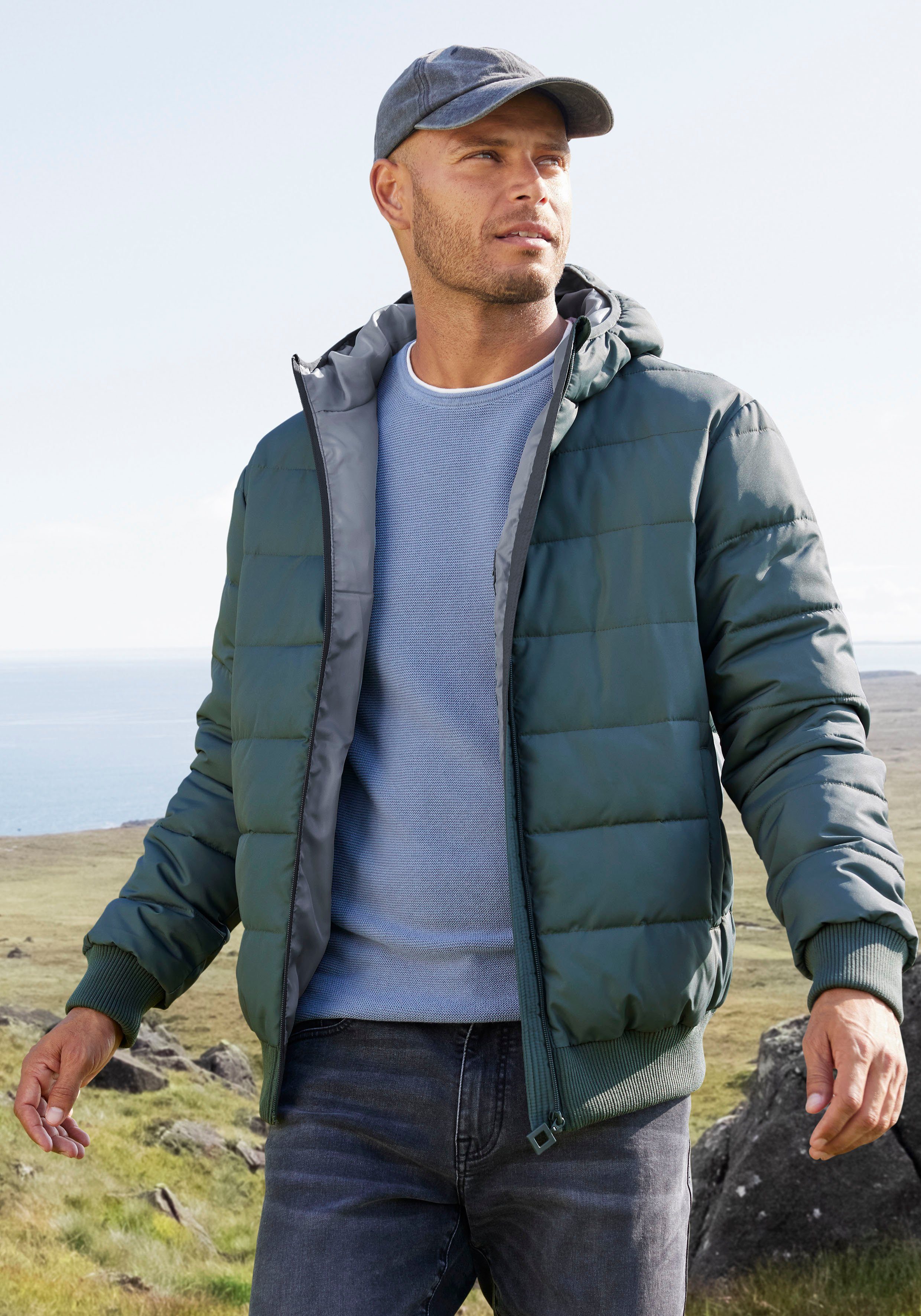 John Devin Steppjacke Outdoorjacke mit Strickbündchen