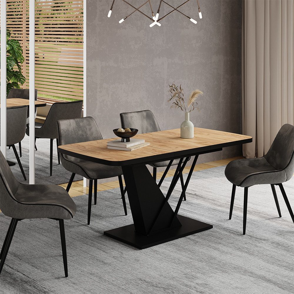 Vicco Esstisch Fenaro, Goldkraft Eiche/Schwarz, 120-160 x 80 cm ausziehbar (1-St)
