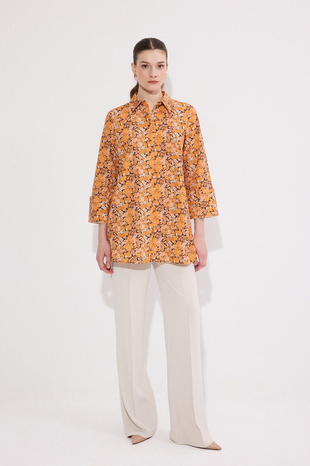 Rugbyshirt Baumwollhemd mit Blumenmuster