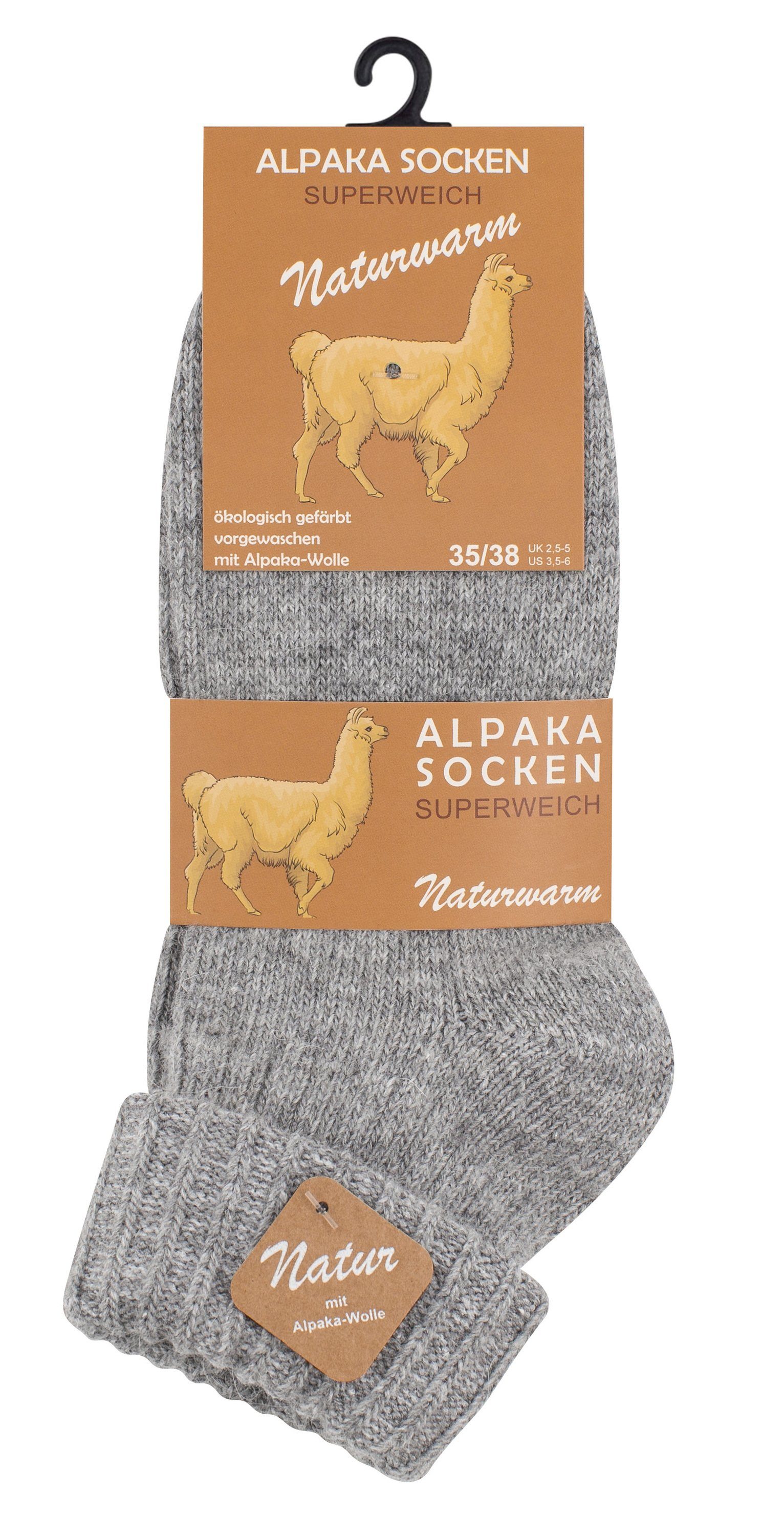 Cotton Prime® Socken und hellgrau/beige vorgewaschen Umschlag mit Socken ökologisch (2-Paar) gefärbt Alpaka