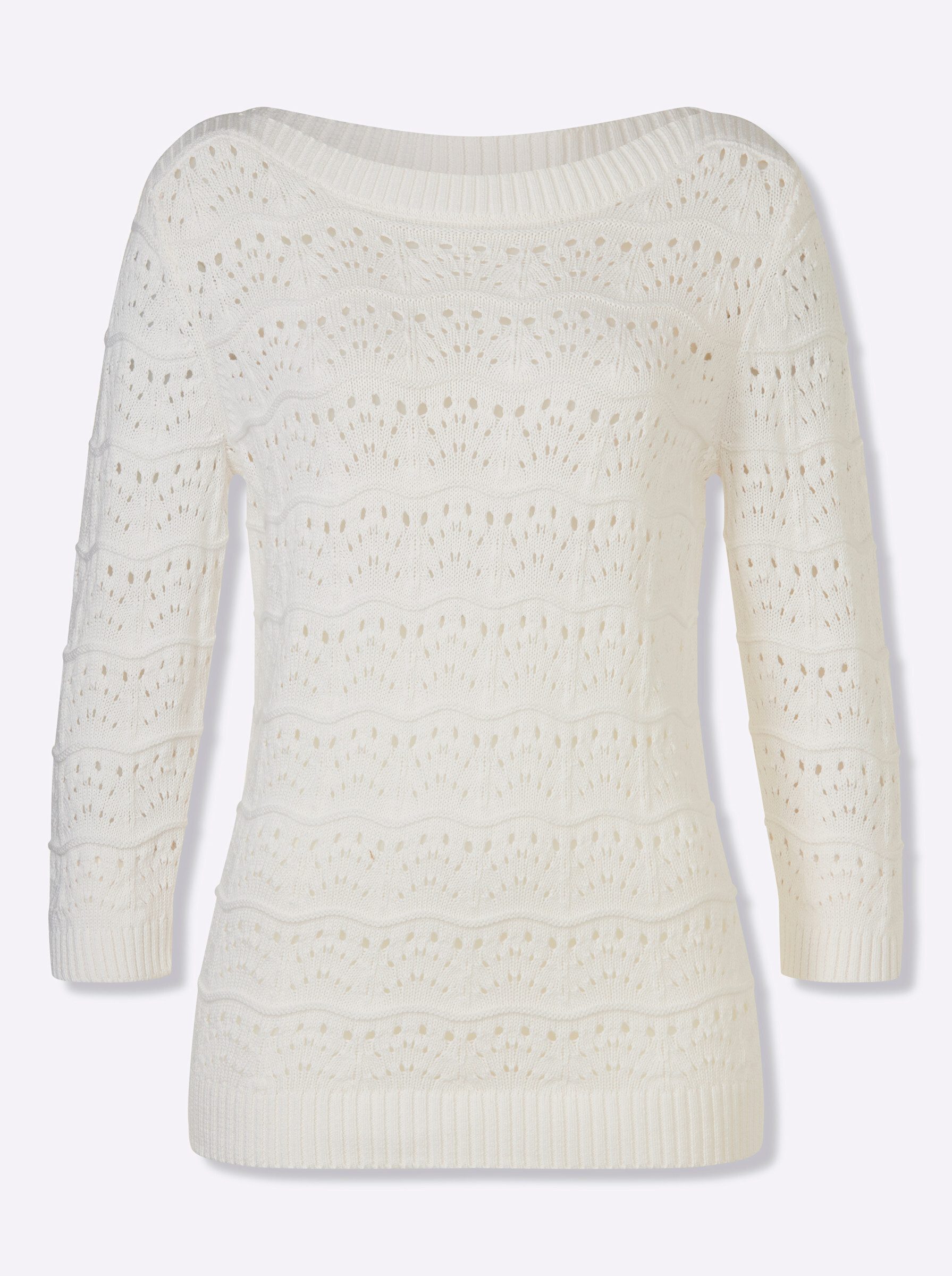 Strickpullover Ajour-Pullover 3/4-Arm Ajour
