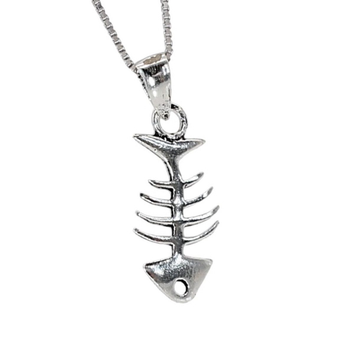 ELLAWIL Silberkette Kette mit Fischgräten Anhänger Halskette Fischgräte Strand & Meer (GESCHENKIDEE, Kettenlänge 45 cm, Sterlingsilber 925), inklusive Geschenkschachtel