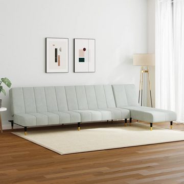 vidaXL Sofa 2-tlg. Sofagarnitur Hellgrau Samt