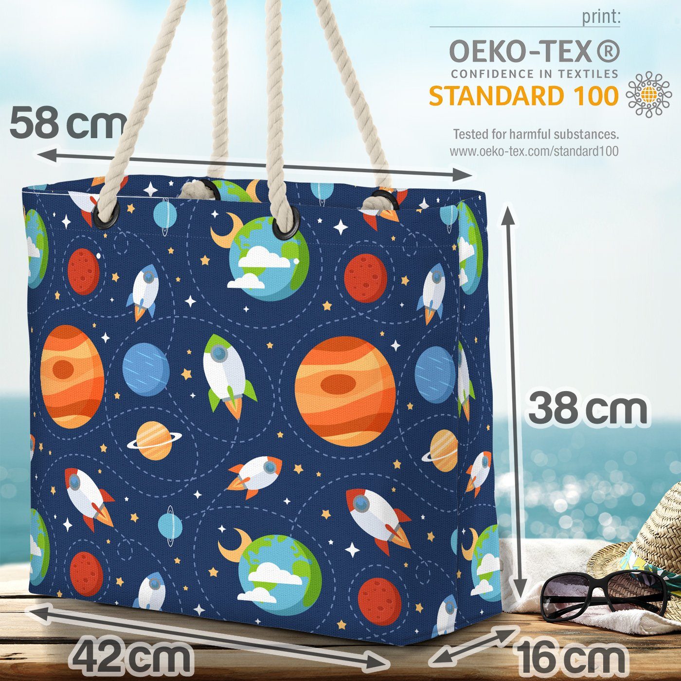 Strandtasche All Bag VOID Astronaut Space Sterne Beach (1-tlg), Kinder Planeten Weltraum Raumschiff Kinder