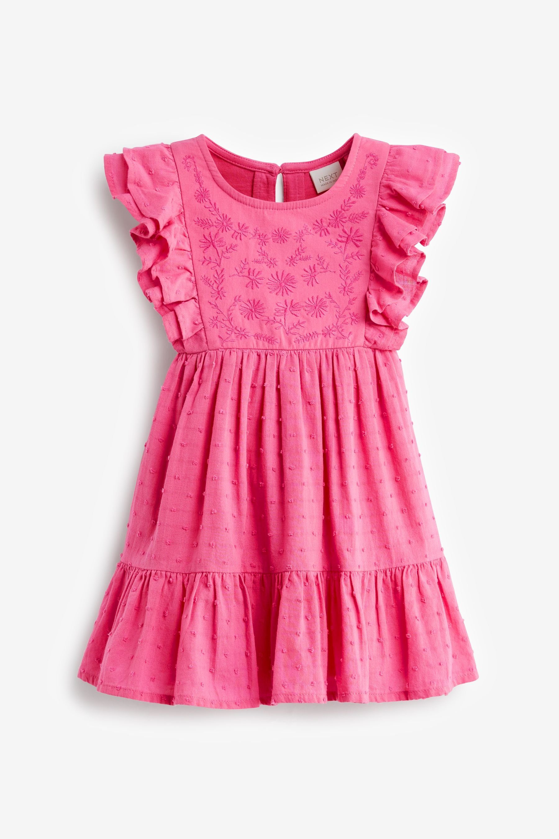 Next Jerseykleid Besticktes Kleid aus Jersey-Gewebe (1-tlg) Pink