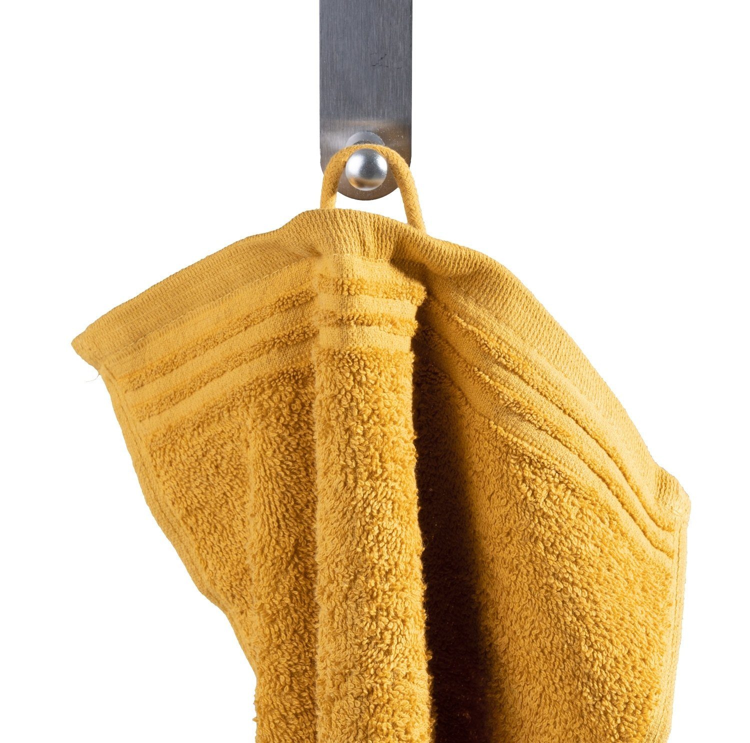 Gözze Handtücher HAMBURG, 30 x Aufhängeschlaufe Unifarben, mit cm, Senffarben, (1-St), Baumwolle 50