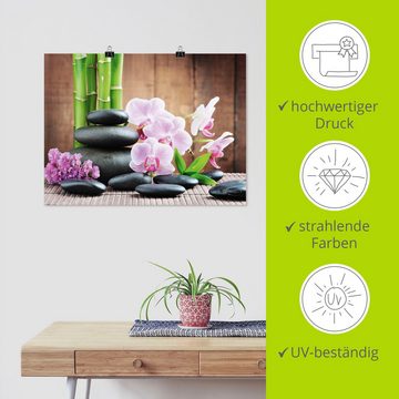 Artland Wandbild Spa Konzept Zen Steinen Orchideen, Zen (1 St), als Leinwandbild, Poster, Wandaufkleber in verschied. Größen
