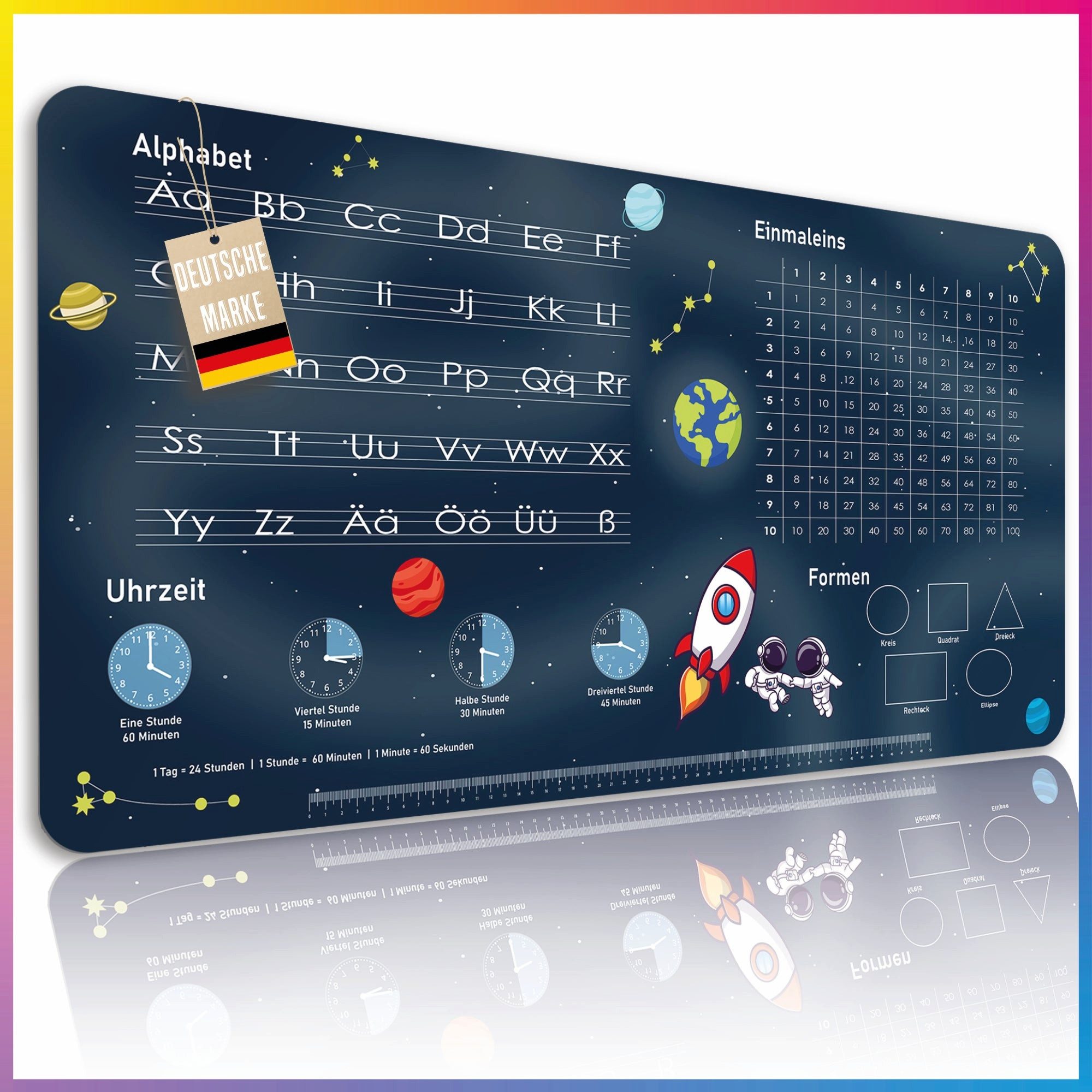 Lineo Schreibtischunterlage Tischunterlage & Malunterlage für Kinder 80x40 cm abwischbar, (Robuste Malunterlage Schreibtisch Unterlegmatte)