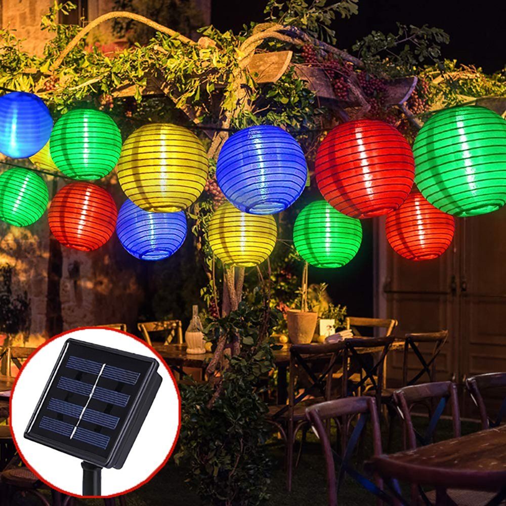 BlingBin LED-Lichterkette 6,5m 30er LEDs Solar Lichterkette Lampions  Laterne Außen Innen Solar