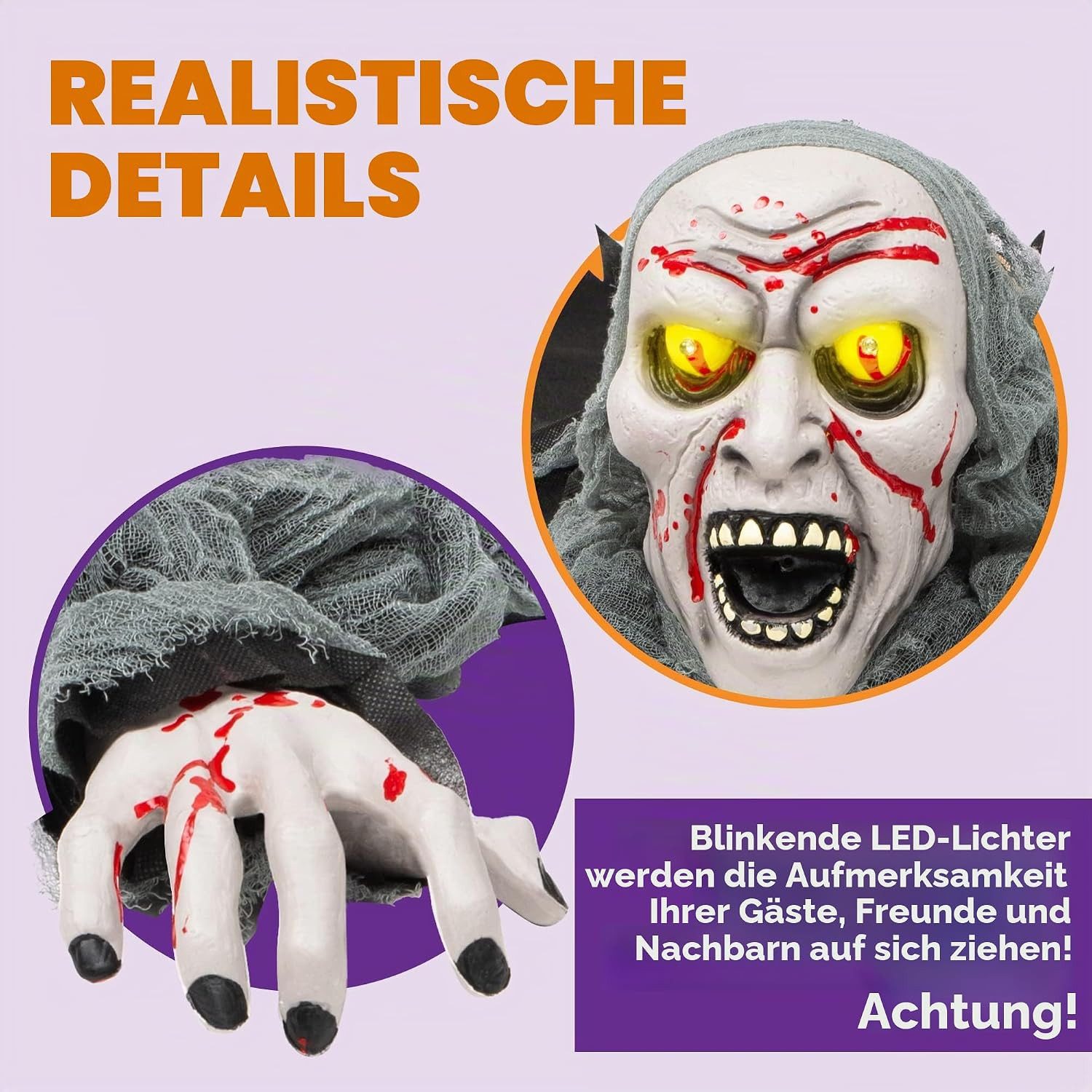 JOYIN Dekoobjekt JOYIN Halloween Zombie Groundbreaker, animiert, Blutfleck & Sound – Bild 3 von 5