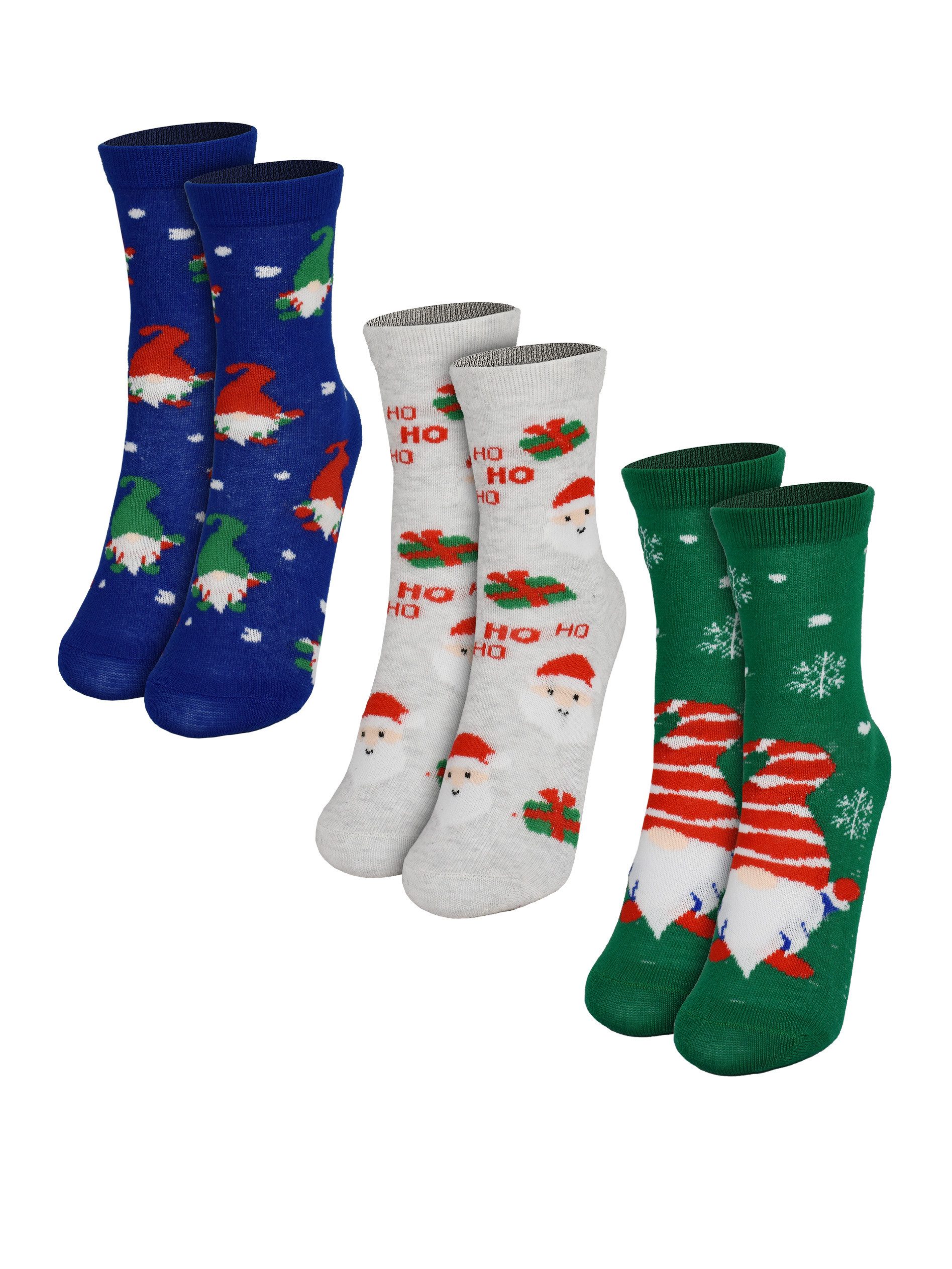 United Labels® Socken Wichtel Santa und Weihnachtssocken (3er Pack)
