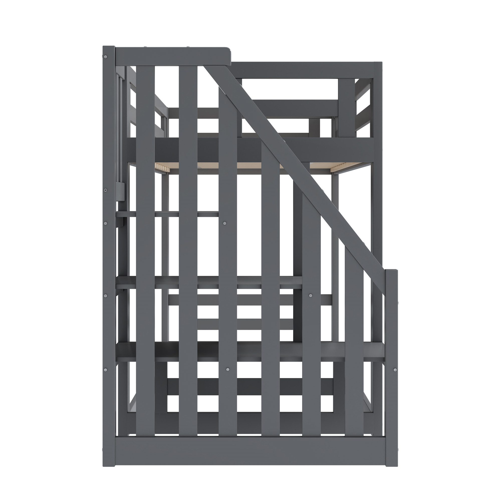 STILVORA Etagenbett 90×200 Kinderbett ohne Matratze,Bettgestell mit treppe und Lattenrost (mit Sicherheitstreppe, Etagenbettgestell aus Massivholz mit Lattenrost, 90*200cm), Ohne Matratze