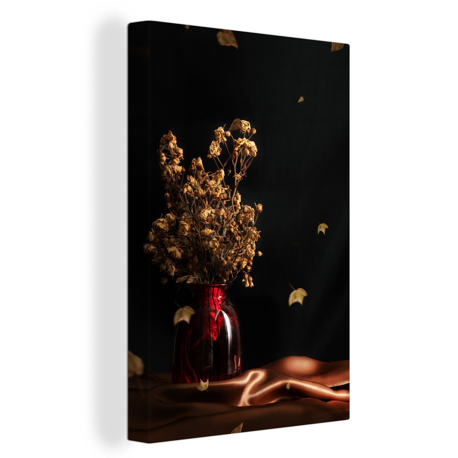OneMillionCanvasses® Leinwandbild Getrocknete - Blumen cm fertig St), bespannt inkl. Leinwandbild Zackenaufhänger, 20x30 Stilleben, (1 Blumenstrauß Gemälde, 