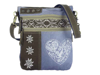 Sunsa Umhängetasche Trachten Stil Umhängetasche, Trachtentasche mit Herz Aufdruck, Mittlere Oktoberfest Tasche,braune Dirndltasche mit Edelweiss Aufdruck, Aus recycelten Materialien