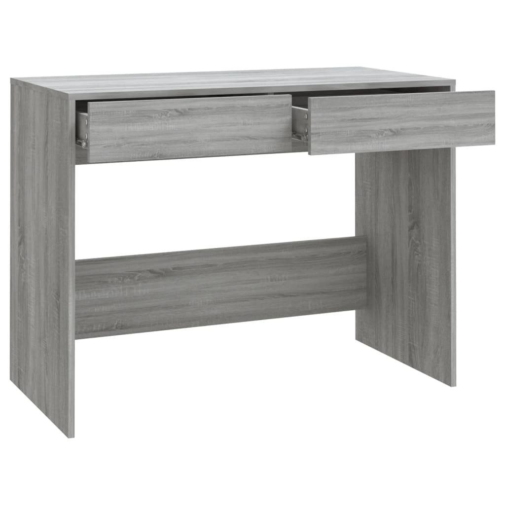 vidaXL Schreibtisch in Grau Sonoma mit 2 Schubladen (LxBxH: 101x50x76,5 cm)