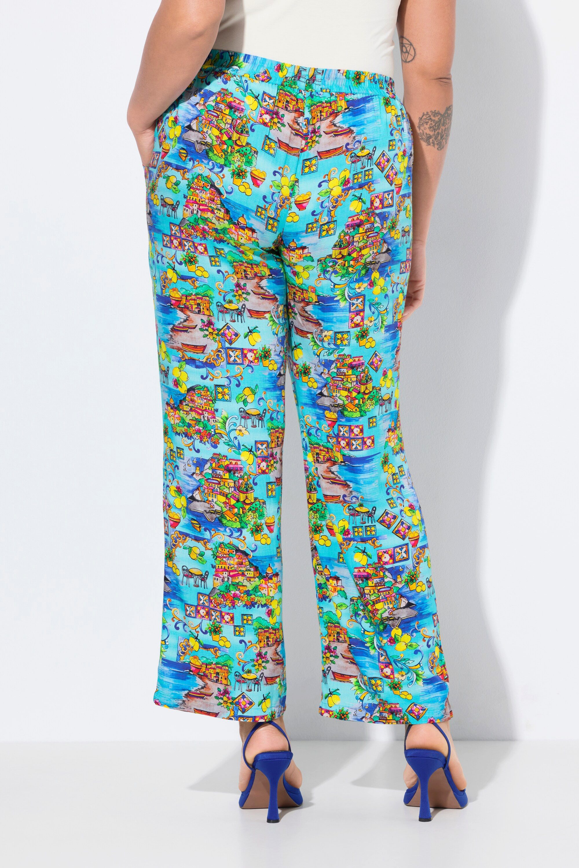 MIAMODA Schlupfhose Hose weites gerades Bein Insel-Muster
