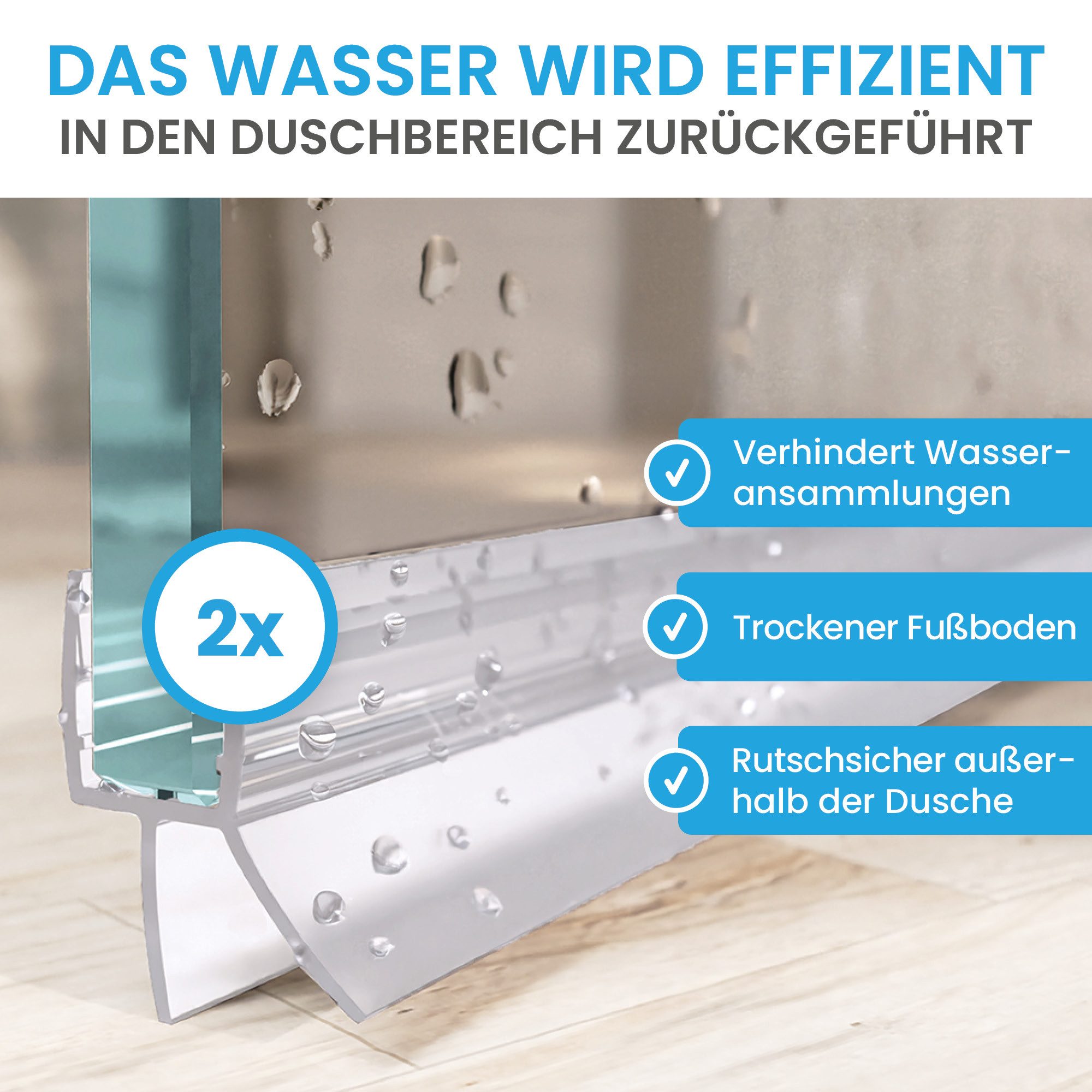 Bächlein Duschdichtung Duschtürdichtung - 6 bis 10 mm Glasstärke, UV- und schimmelbeständig