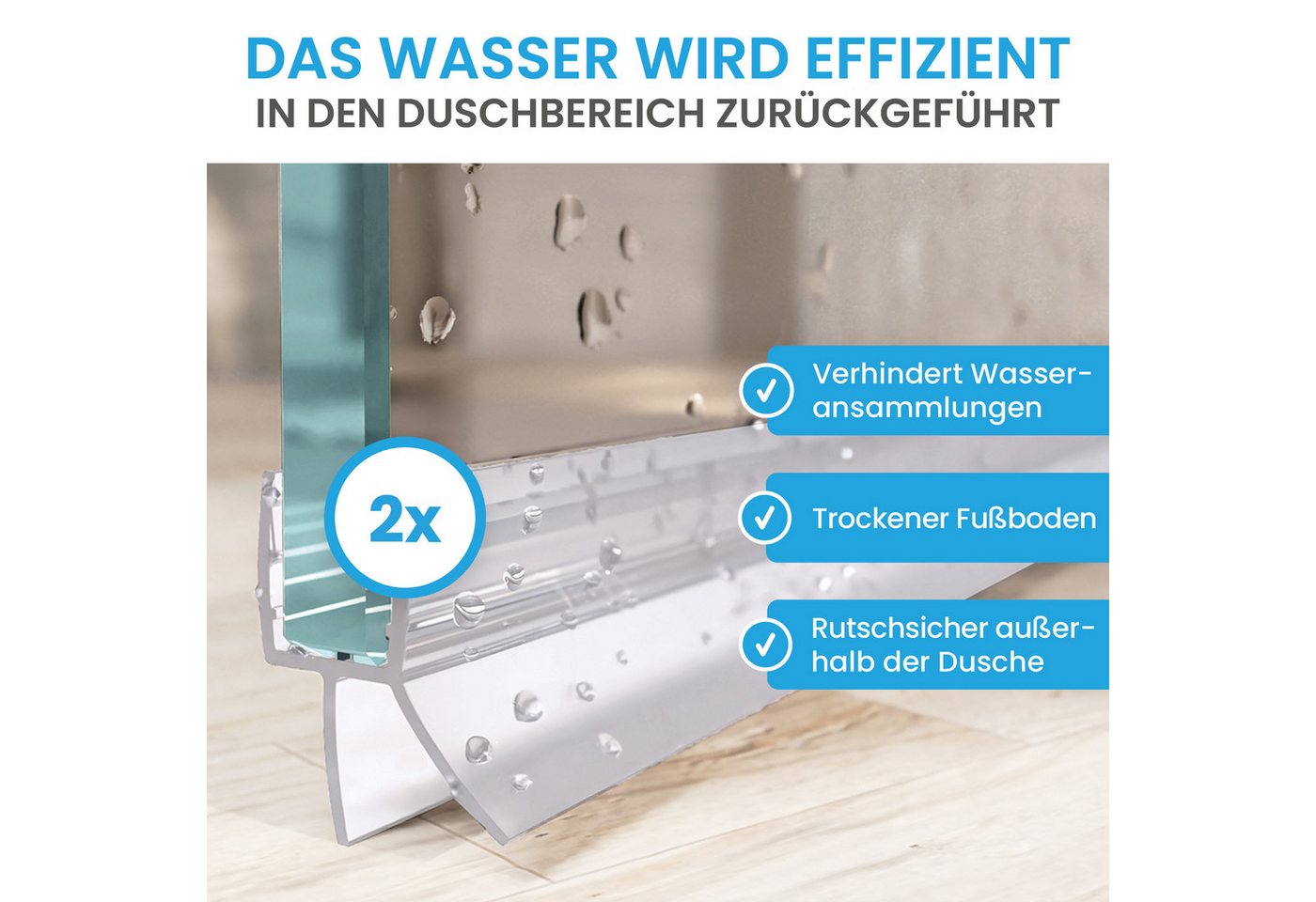 Thumbnail - Bächlein Duschdichtung Duschtürdichtung - 6 bis 10 mm Glasstärke, UV- und schimmelbeständig
