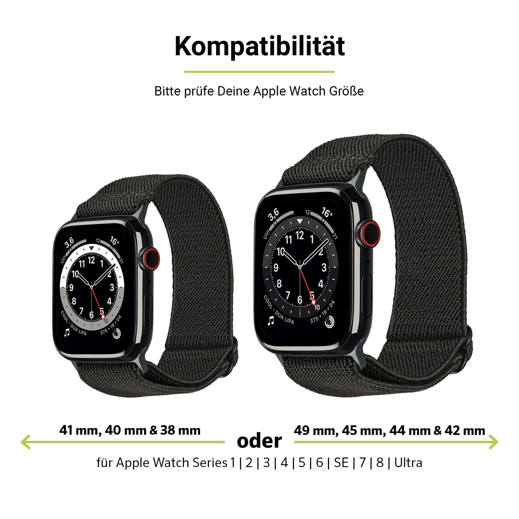 Artwizz Smartwatch-Armband (45mm), Watch (49mm), 3-1 2 9-7 & Flex, Space-Grau, Ultra Apple Adapter, WatchBand (42mm) mit SE (44mm), Textil 6-4 / Uhrenarmband