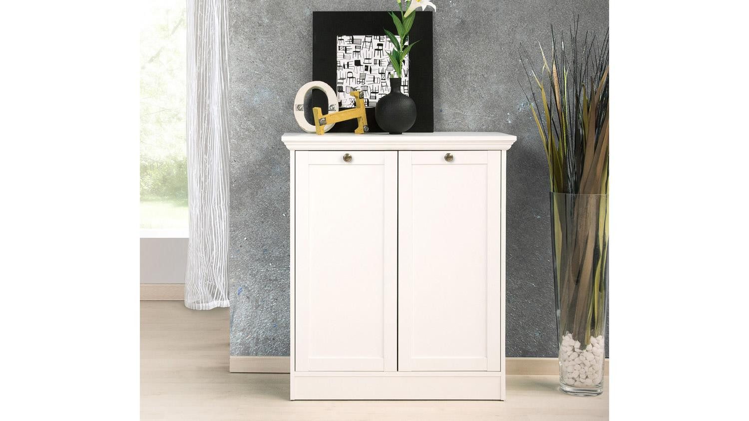 Finori Kommode Kommode Landwood in weiß mit 2 Türen Landhausstil 80 cm