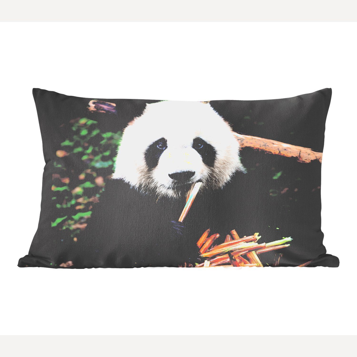 MuchoWow Dekokissen Panda - Bambus - Natur, Wohzimmer Dekoration, Zierkissen, Dekokissen mit Füllung, Schlafzimmer | Dekokissen